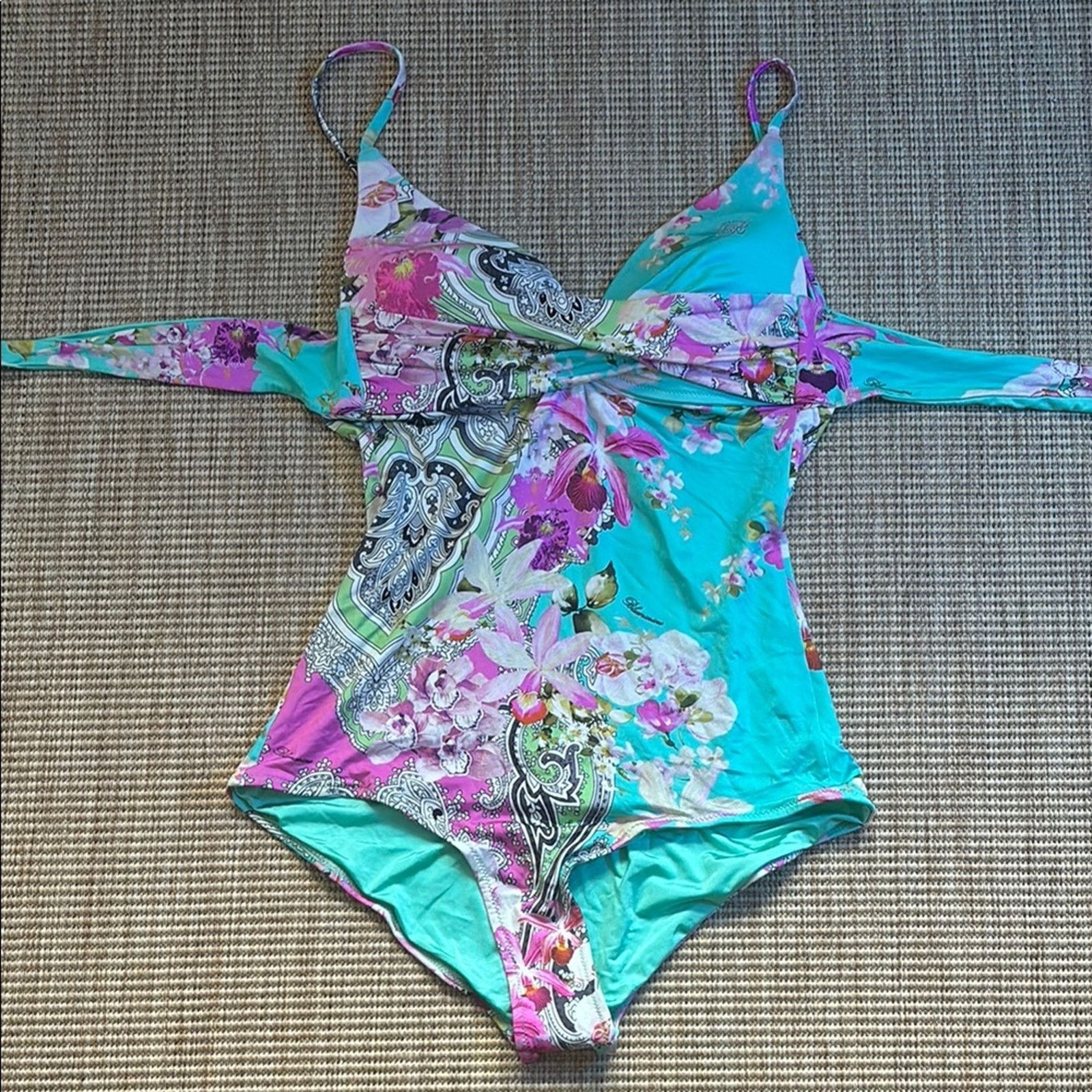 Blumarine NWT Blumarine Pink and Turquoise Floral Swimsuit Size M Size ONE SIZE - 1 Thumbnail