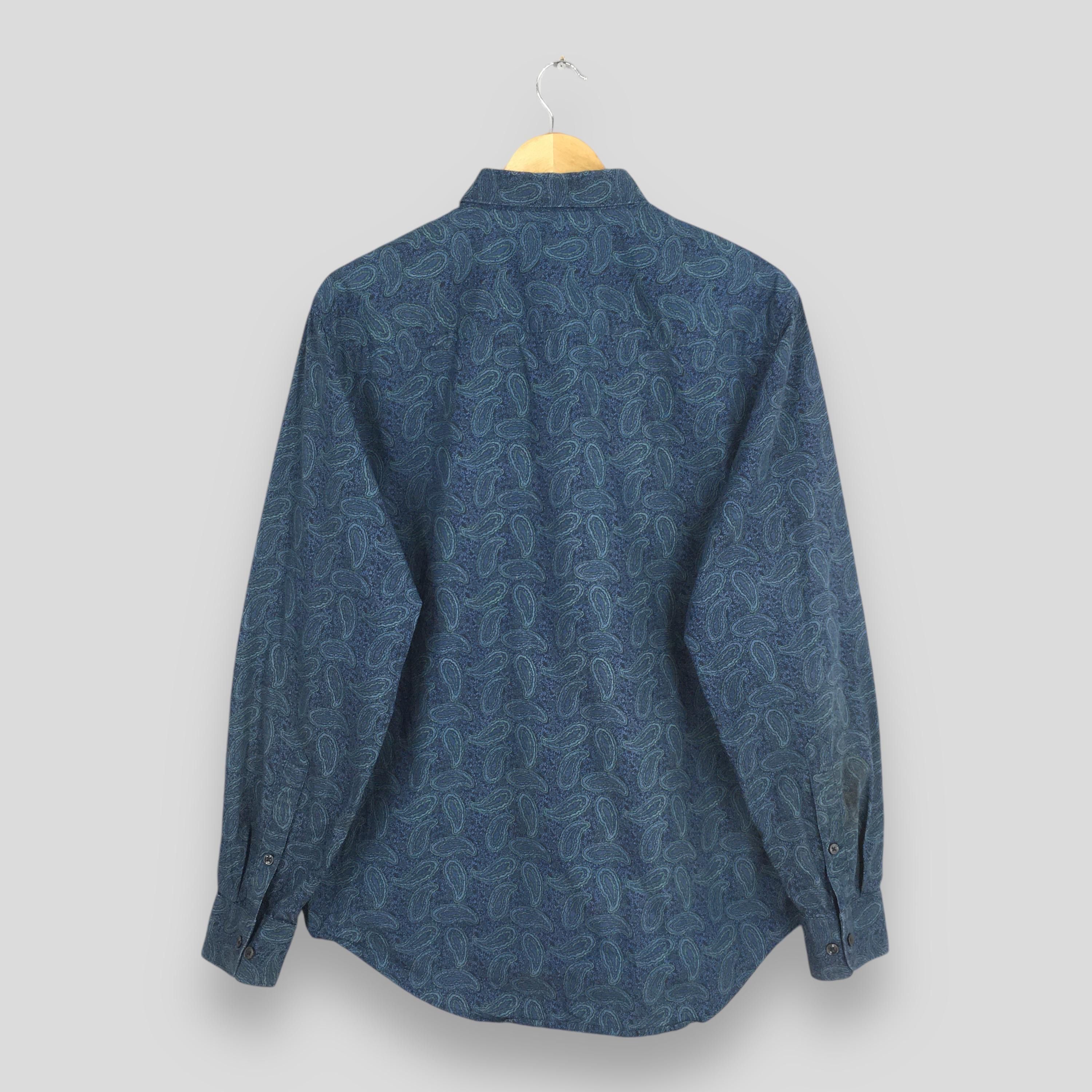 Flannel Vintage 80's Paisley Floral Blue Indie Boho Shirt Large Size US L / EU 52-54 / 3 - 9 Thumbnail