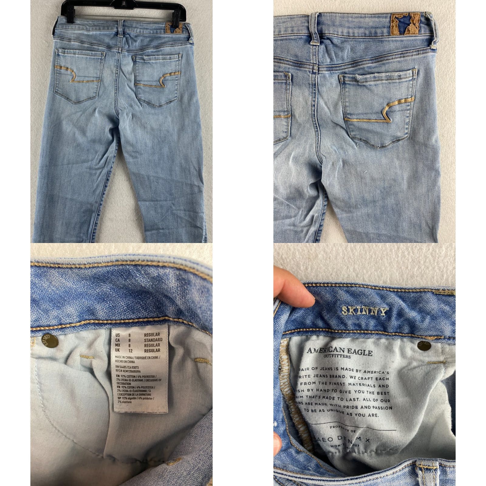 American Eagle Outfitters American Eagle Outfitters Jeans Womens 8 Skinny Distressed Embroidered Blue Denim Stretch 5-Pocket Modern Regular Size 30" / US 8 / IT 44 - 8 Thumbnail