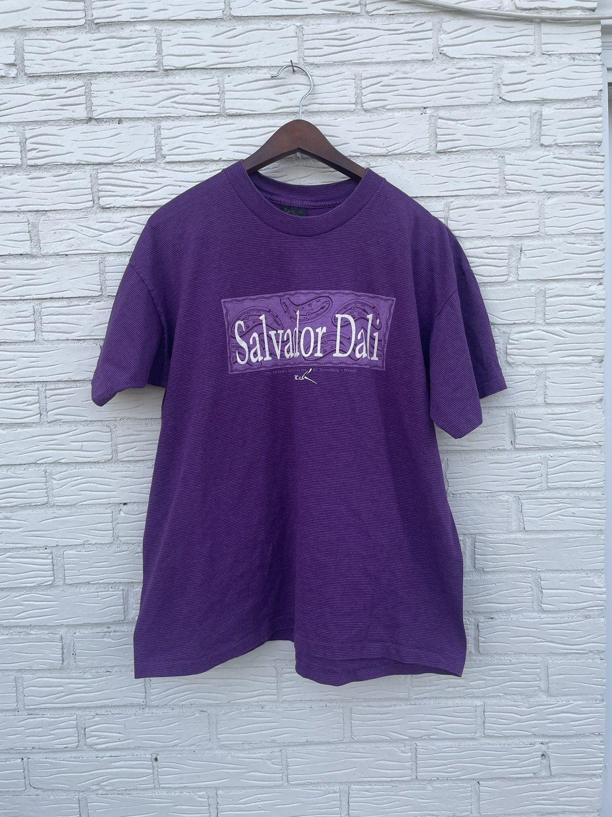 image of 90's Salvador Dali Museum Melting Clocks Art T-Shirt in Purple, Men's (Size XL)