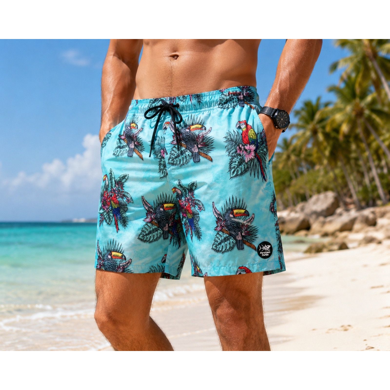 Other Psycho Tuna Tropical Birds Swim Trunks Men's Medium NWT Size US 31 - 1 Thumbnail