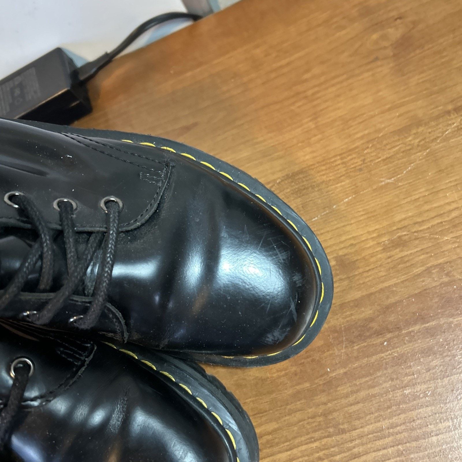 Dr. Martens Dr. Martens Men's Combat Boots Black Patent Leather Mens 7 Size US 7 / EU 40 - 3 Thumbnail