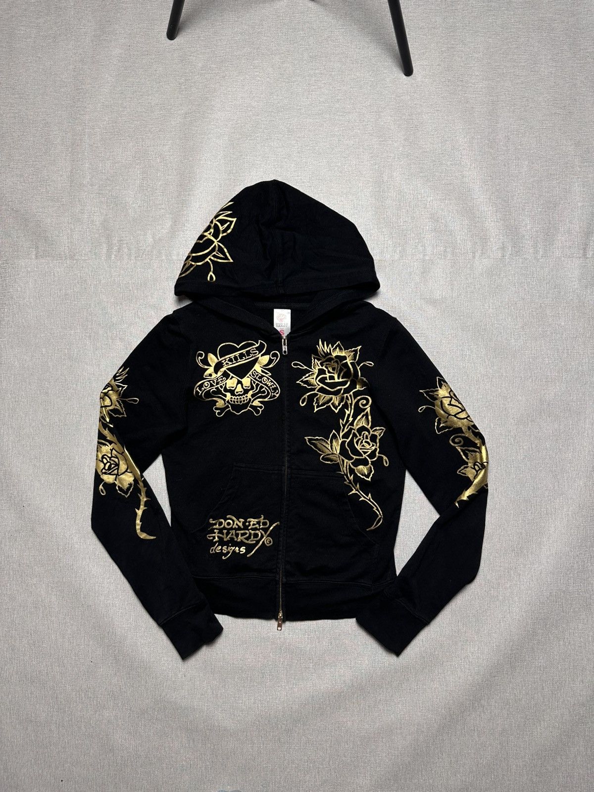 Ed Hardy Ed Hardy by Christian Audigier Rare Black Gold Y2K Zip Size S / US 4 / IT 40 - 2 Thumbnail