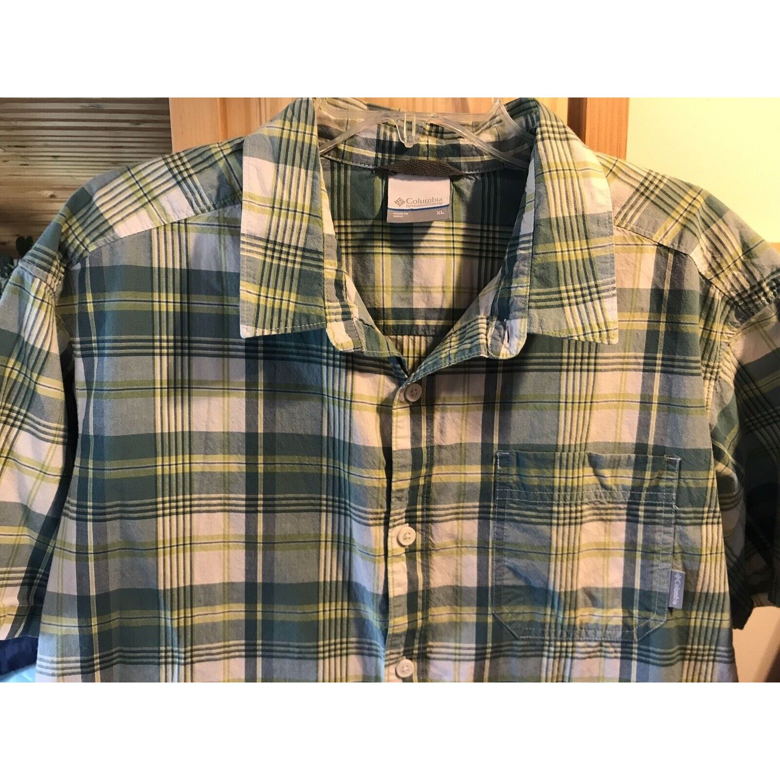 Columbia Columbia Men’s XL Blue Green Plaid SS Button Up Cotton Shirt Size US XL / EU 56 / 4 - 4 Thumbnail