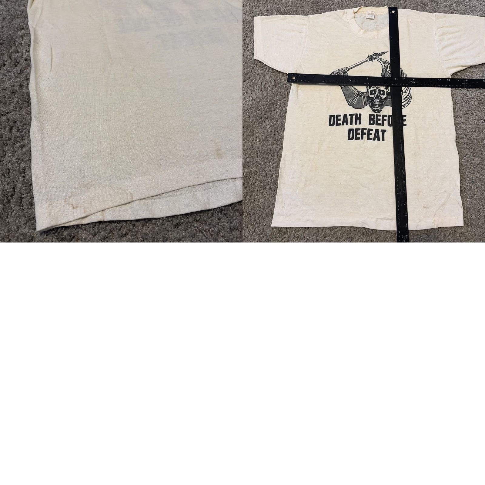Vintage VINTAGE Death Before Defeat Army Military Bravo Bushmasters White T-Shirt 70s L Size US L / EU 52-54 / 3 - 8 Thumbnail