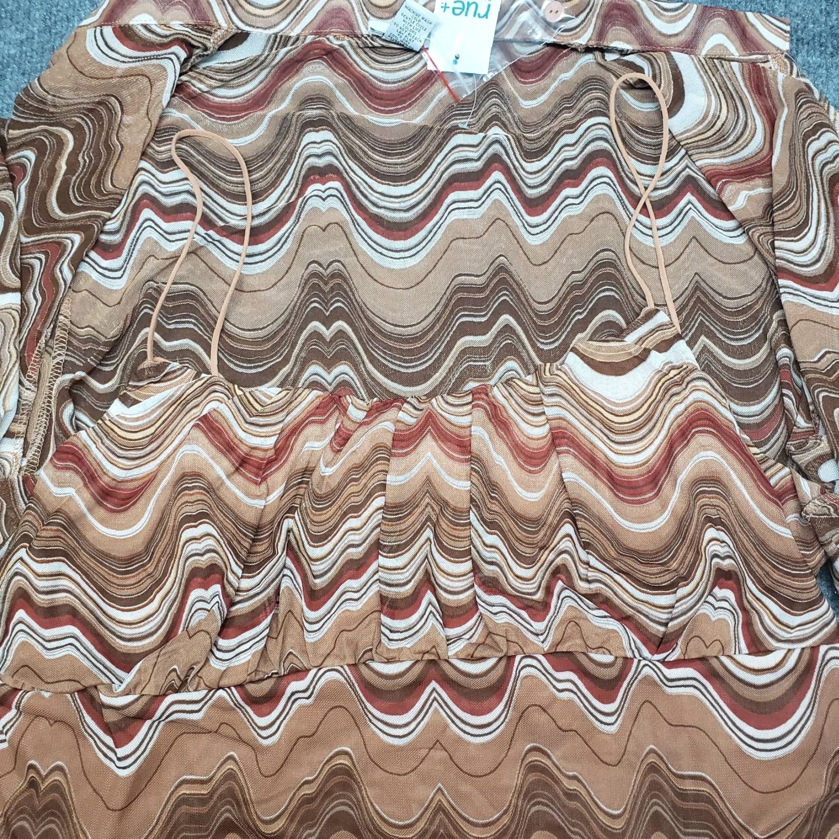 Vintage Rue21 Dress Womens Plus 3X Brown Wavy Cardigan Jacket Long Sleeve 2pc New Size XXL / US 16-18 / IT 52-54 - 6 Thumbnail
