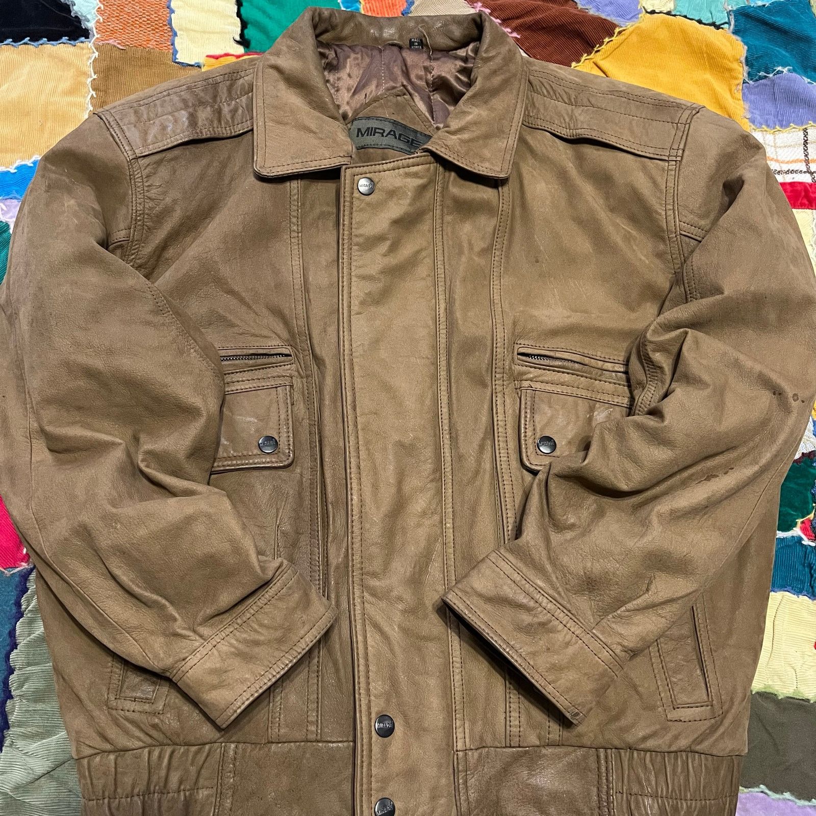 Mirage Vintage Mirage Light Brown Leather Bomber Jacket Large Size US L / EU 52-54 / 3 - 1 Thumbnail