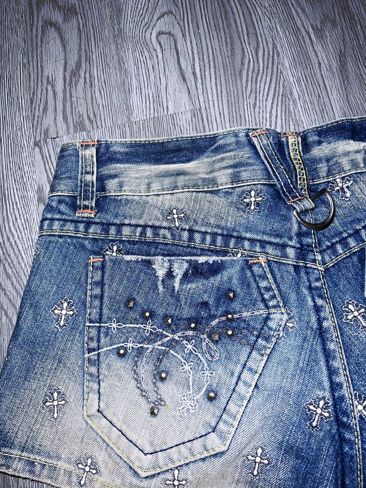 Japanese Brand RED PEPPER cross denim shorts ➕🌶️ Size 26" / US 2 / IT 38 - 12 Thumbnail