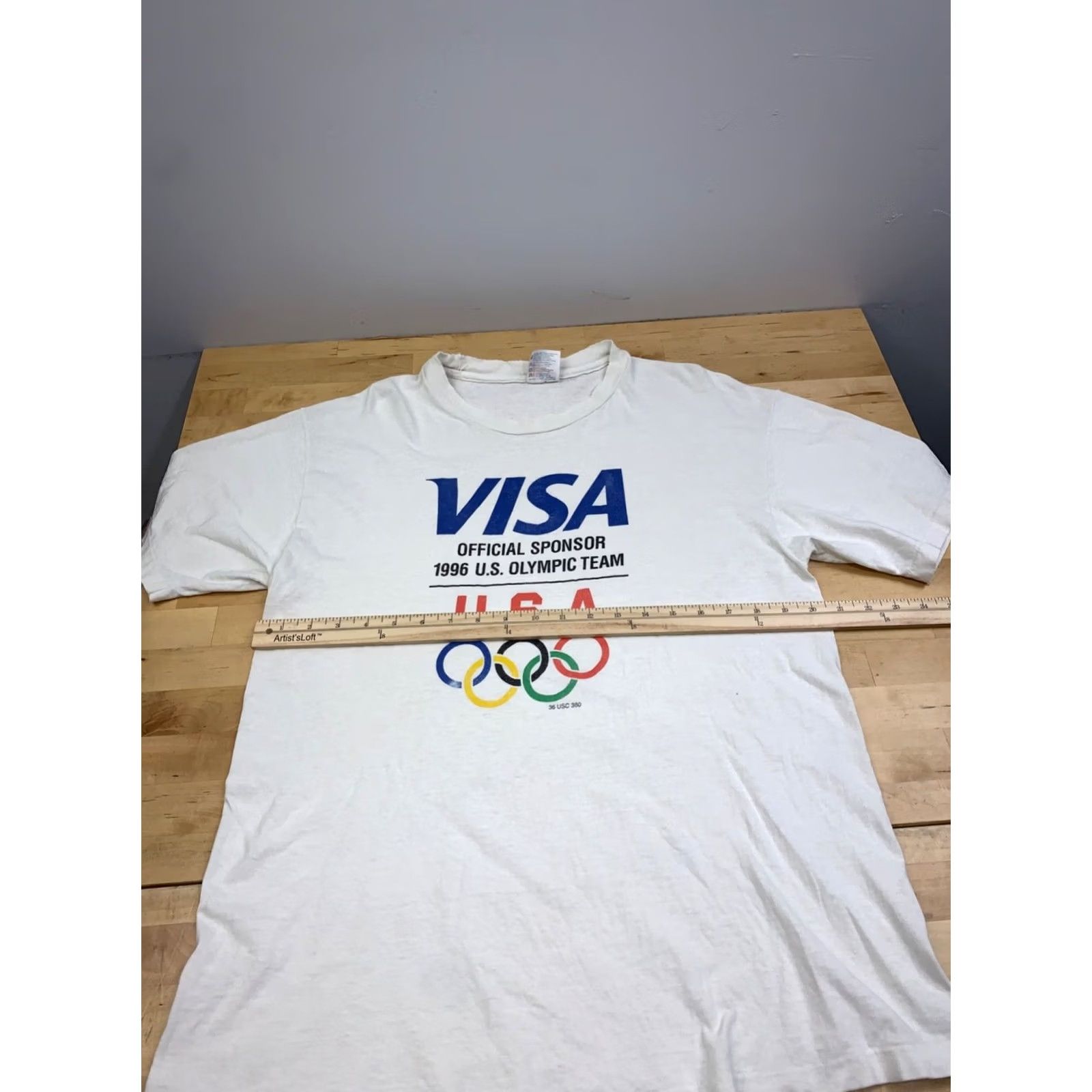 Hanes VINTAGE Hanes 1996 US Olympic Shirt Men L White USA 90s Sports Distress Visa Promo T-Shirt Boys? Size US L / EU 52-54 / 3 - 5 Thumbnail