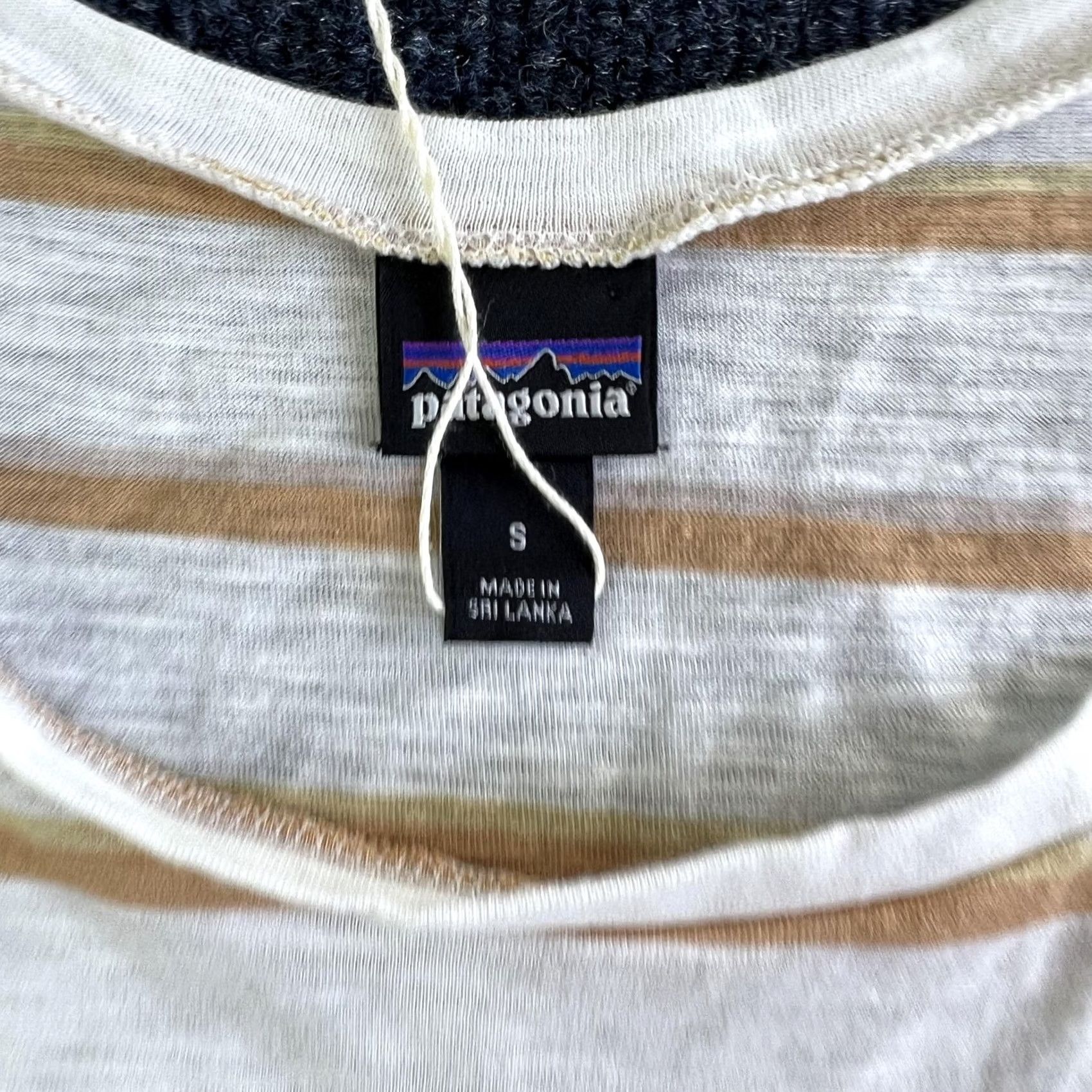 Patagonia Patagonia Womens Small White Brown Stripe Organic Cotton Tank Top Size S / US 4 / IT 40 - 3 Thumbnail