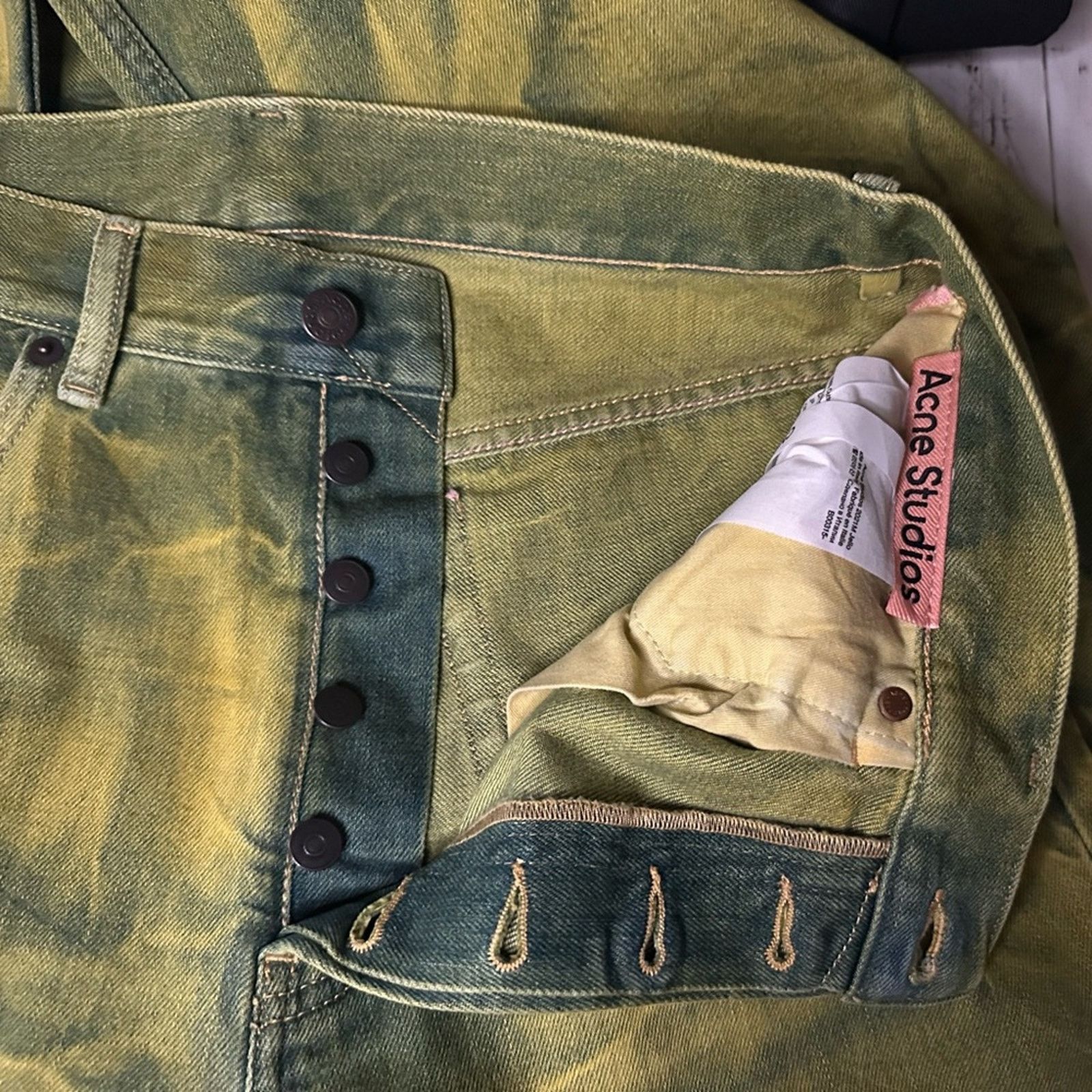 Acne Studios Jello 2021M Wide Jeans EU 30 Electric Green / Yellow Tie Dye Size US 36 / EU 52 - 9 Thumbnail