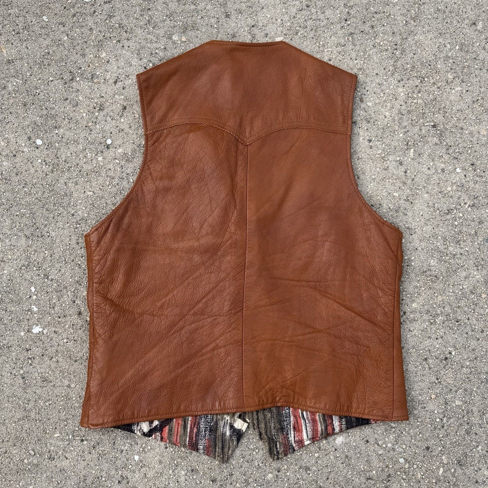 Schott × Vintage Vintage Schott NYC Kenny Rogers Brown Leather Vest Sz M Size US M / EU 48-50 / 2 - 4 Thumbnail