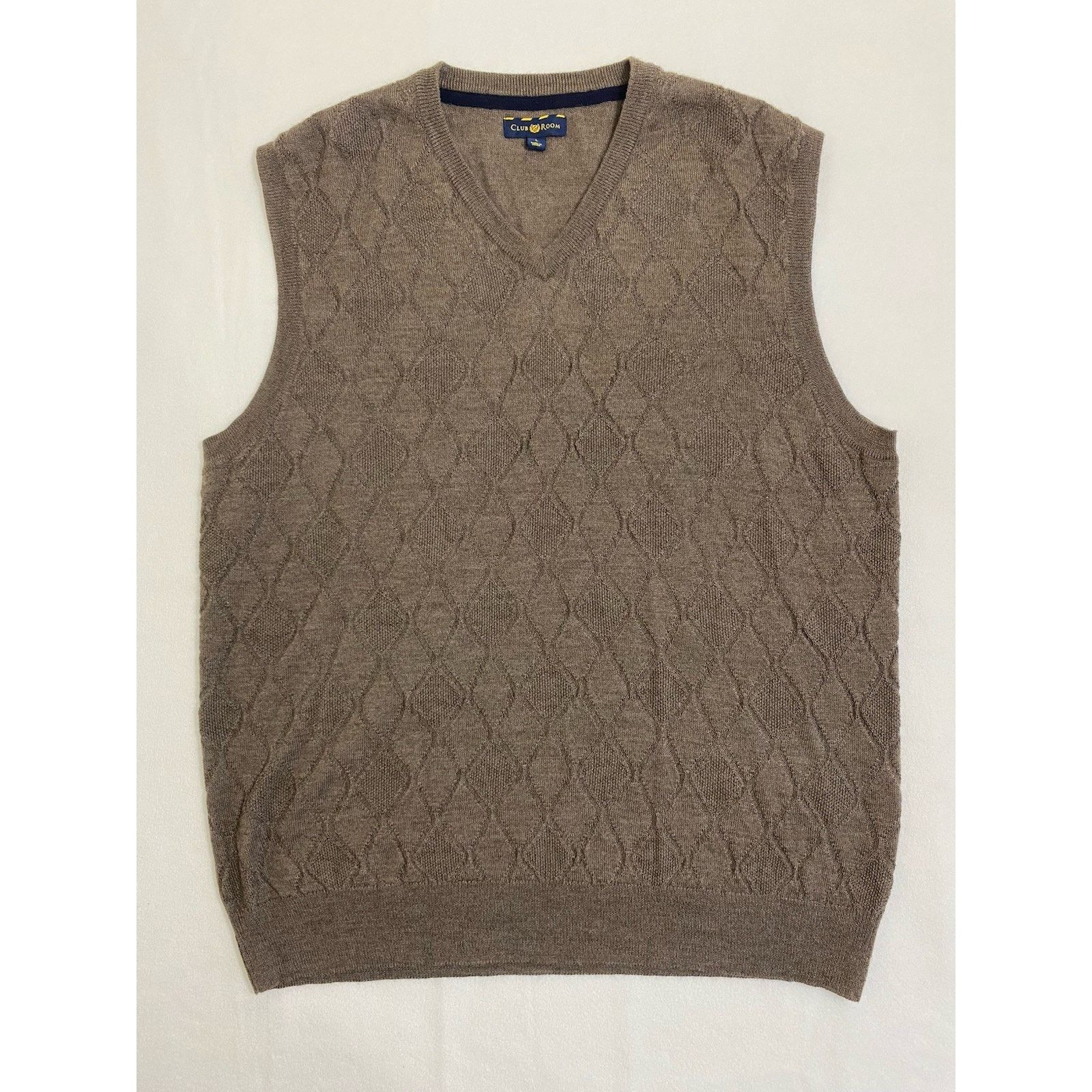 Club Room Brown Merino Wool Blend Argyle Diamond Sweater Vest Mens L Size US L / EU 52-54 / 3 - 1 Thumbnail