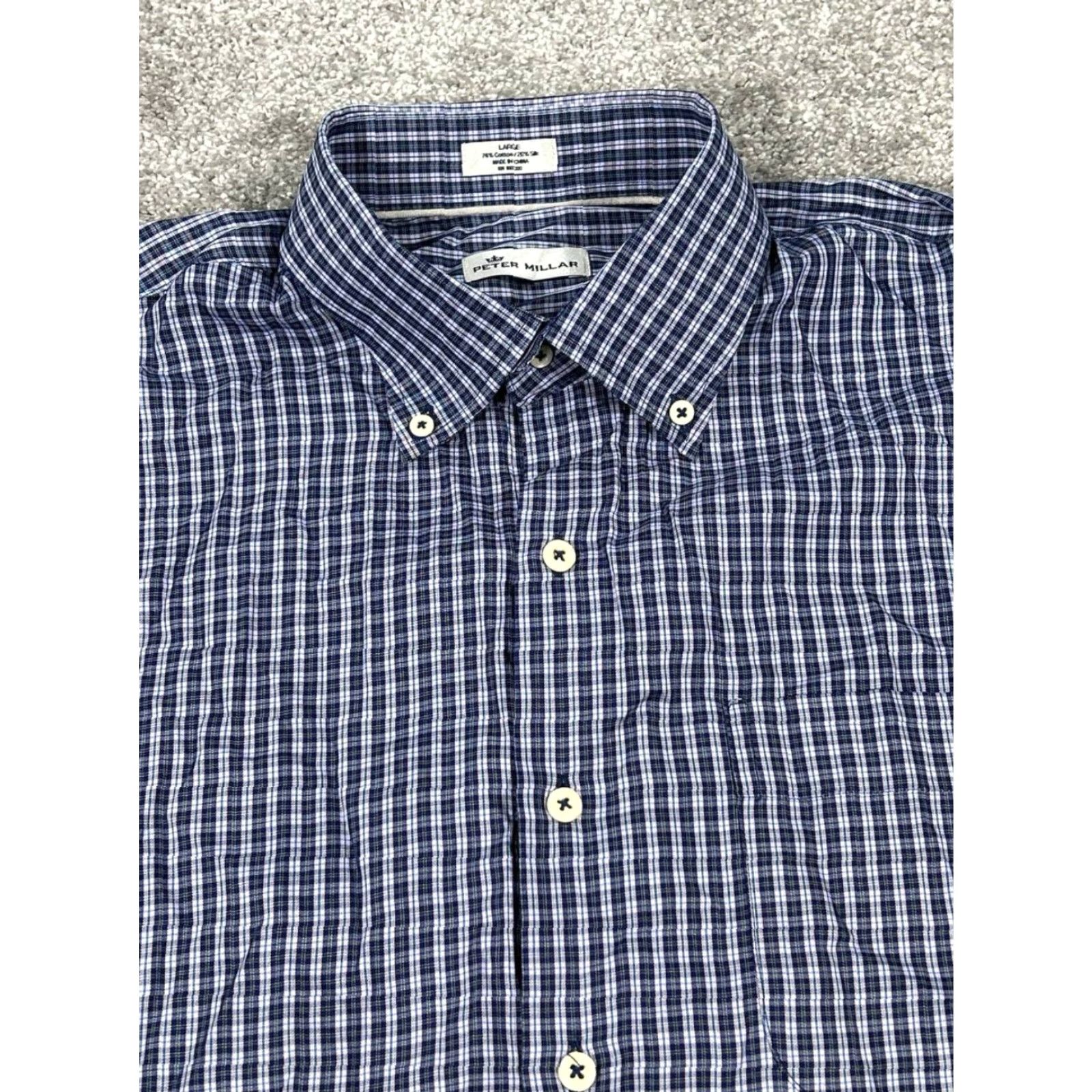 Peter Millar Peter Millar Shirt Mens Large Blue Cotton Silk Button Up Size US L / EU 52-54 / 3 - 2 Thumbnail