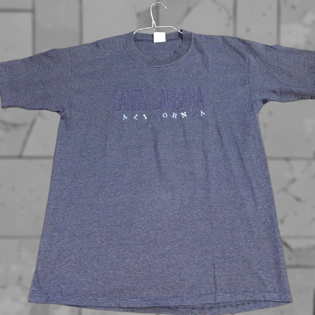 Vintage VINTAGE Santa Barbara California Shirt M Blue Striped Embroidered T-Shirt Men Size US M / EU 48-50 / 2 - 1 Thumbnail