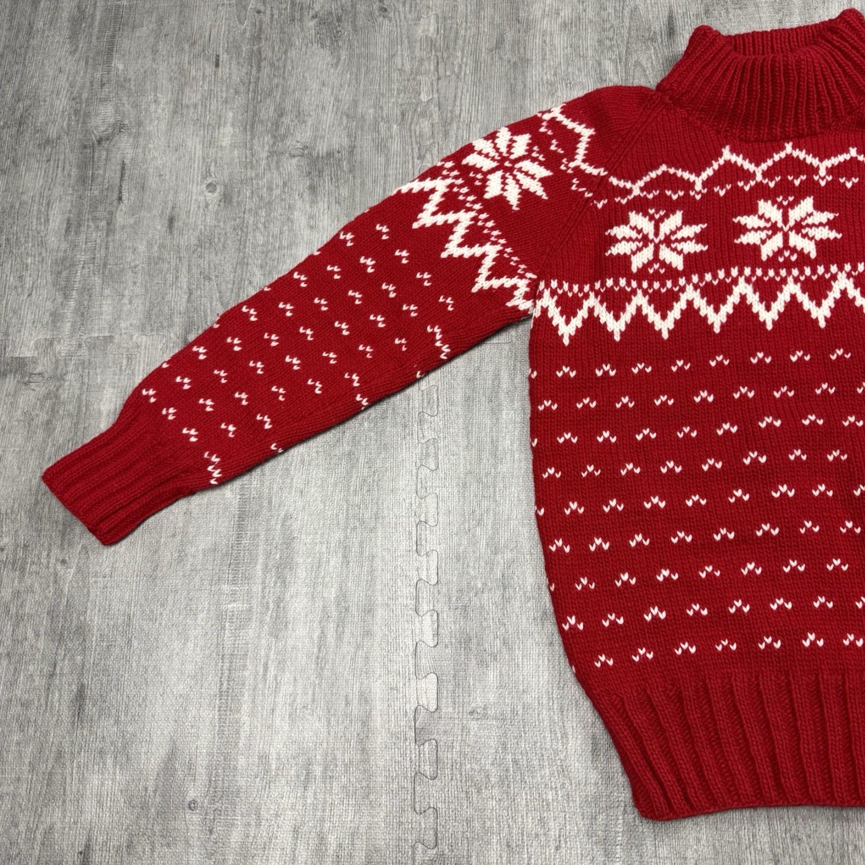Vintage VINTAGE CHILLY DOG HAND KNIT RED NORDIC FAIR ISLE SWEATER Adult L/XL Heavy High Neck Pullover Mens Size US L / EU 52-54 / 3 - 5 Thumbnail