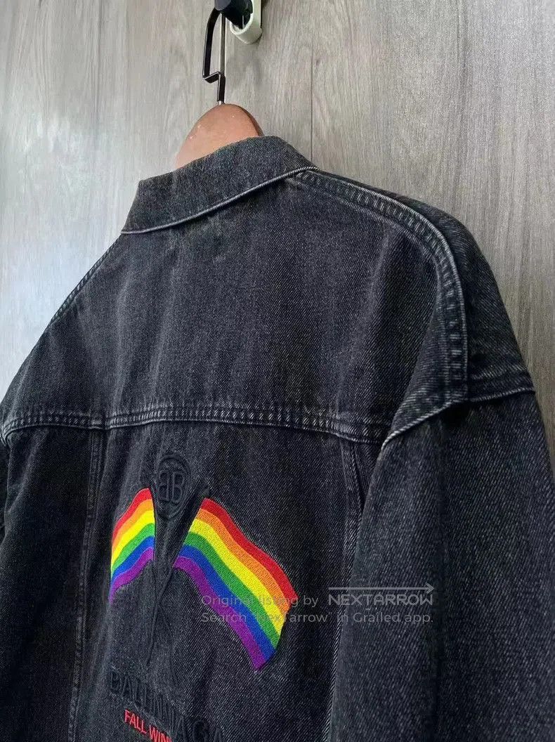 Balenciaga Balenciaga Embroidered Flag Denim Jacket. Size US S / EU 44-46 / 1 - 7 Thumbnail