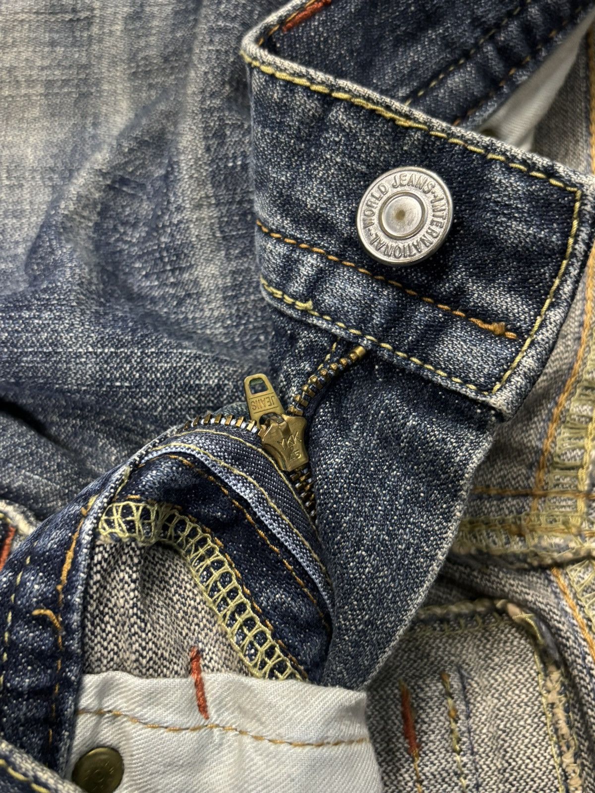 Japanese Brand Vintage Y2K GL Heart Mud Wash Faded Baggy Ripped Jeans Size US 34 / EU 50 - 16 Thumbnail