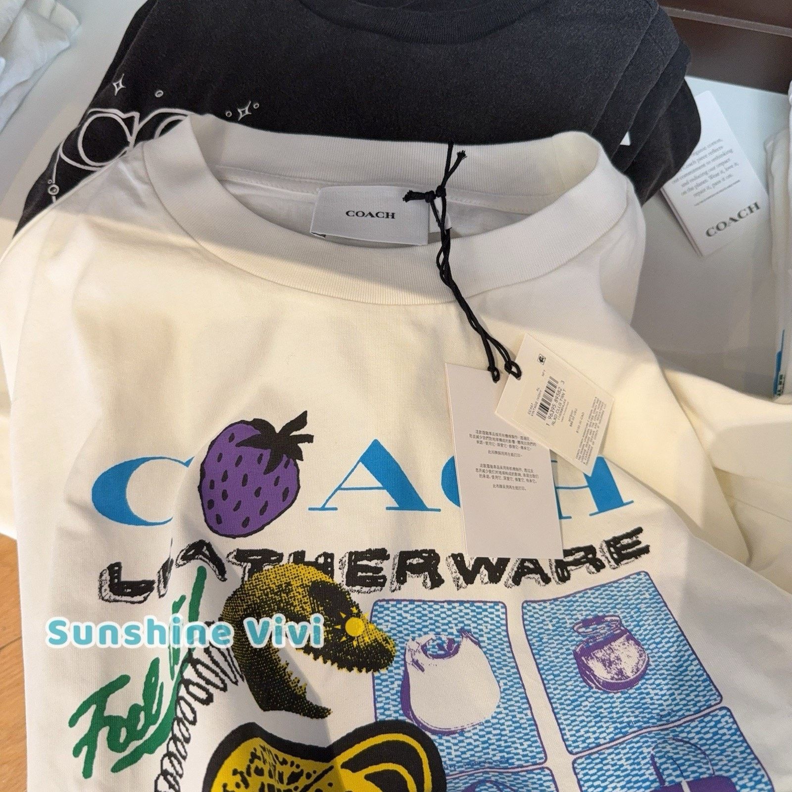 NWT COACH Collage Train Relaxed T-Shirt Ivory CCA57 XL