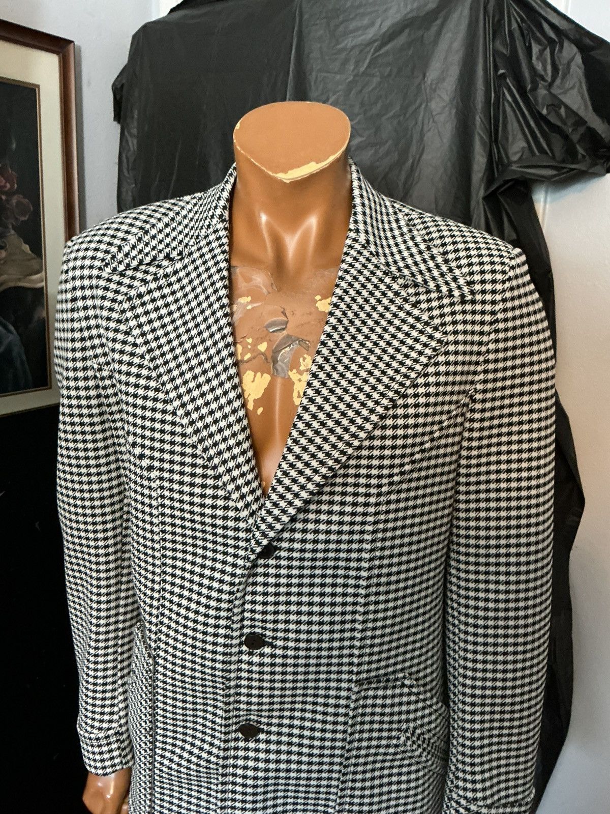 Vintage Vintage 60s Masculini Combo Houndstooth Blazer Jacket Size US S / EU 44-46 / 1 - 15 Thumbnail