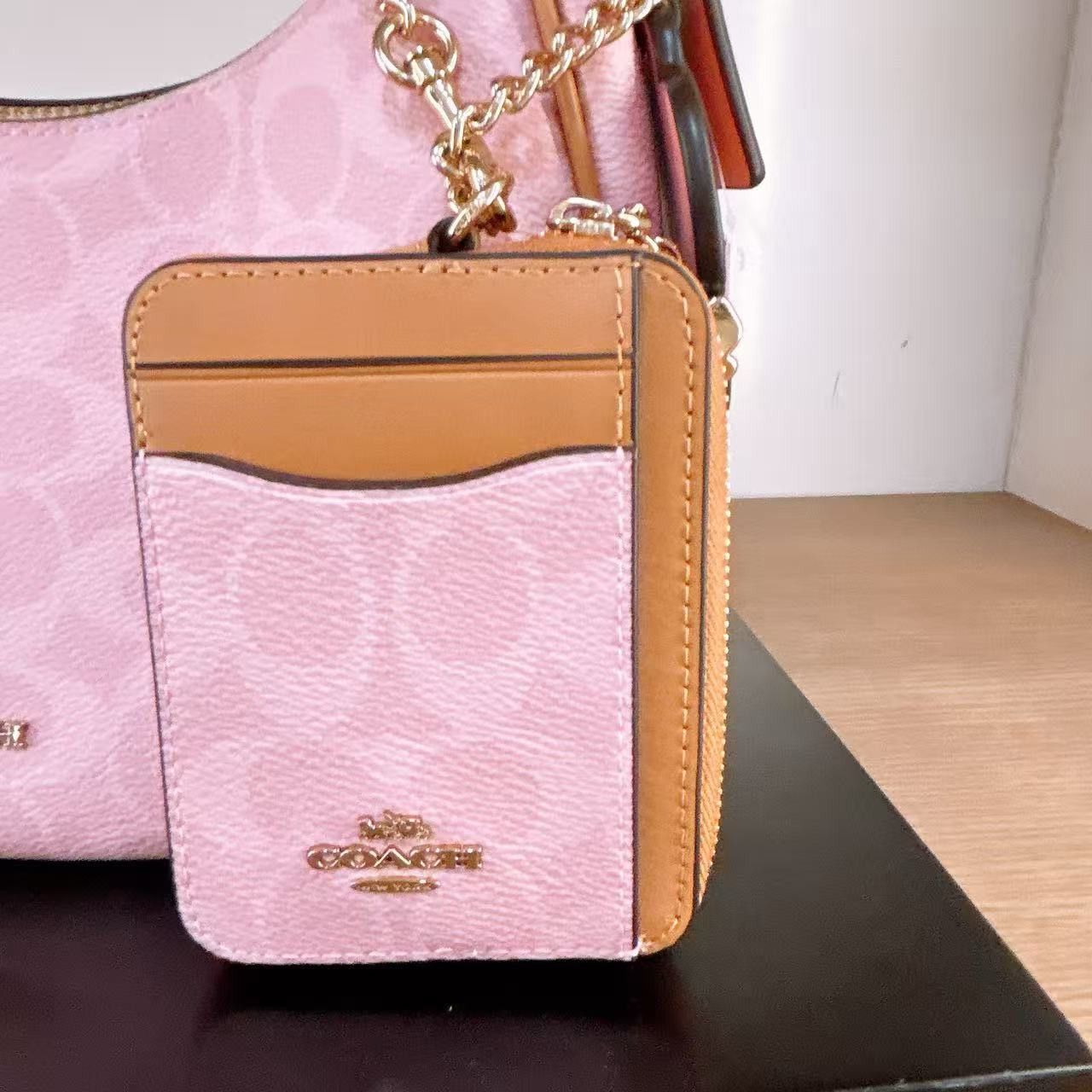 Coach Zip Card Case In Signature Canvas With Charm CEC50 Size ONE SIZE - 1 Thumbnail