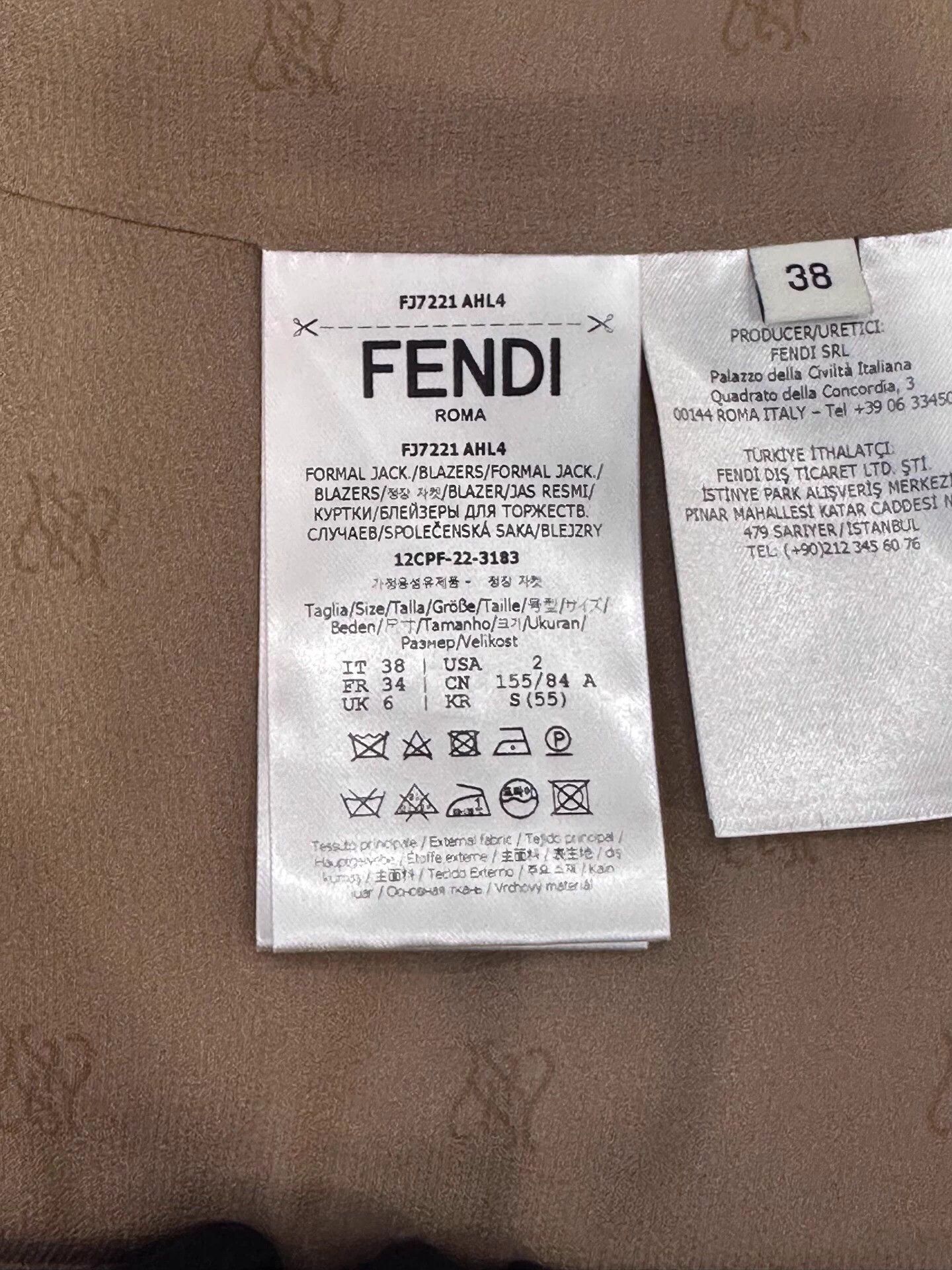 Fendi Fendi Wmns Brown Wool Allover FF Logo Coat 38 New Size XS / US 0-2 / IT 36-38 - 7 Thumbnail