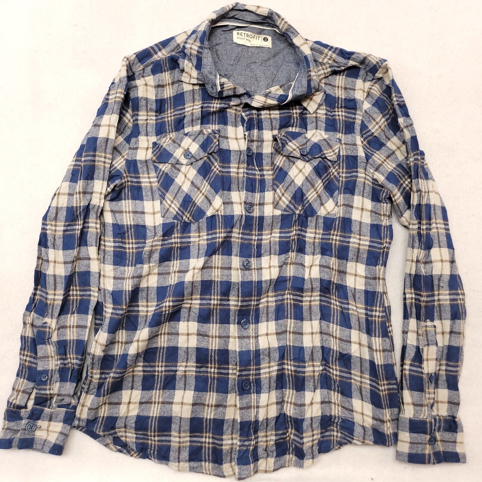 Retrofit Retrofit Madras Flannel Shirt Mens Size Small S Blue White Size US S / EU 44-46 / 1 - 2 Thumbnail
