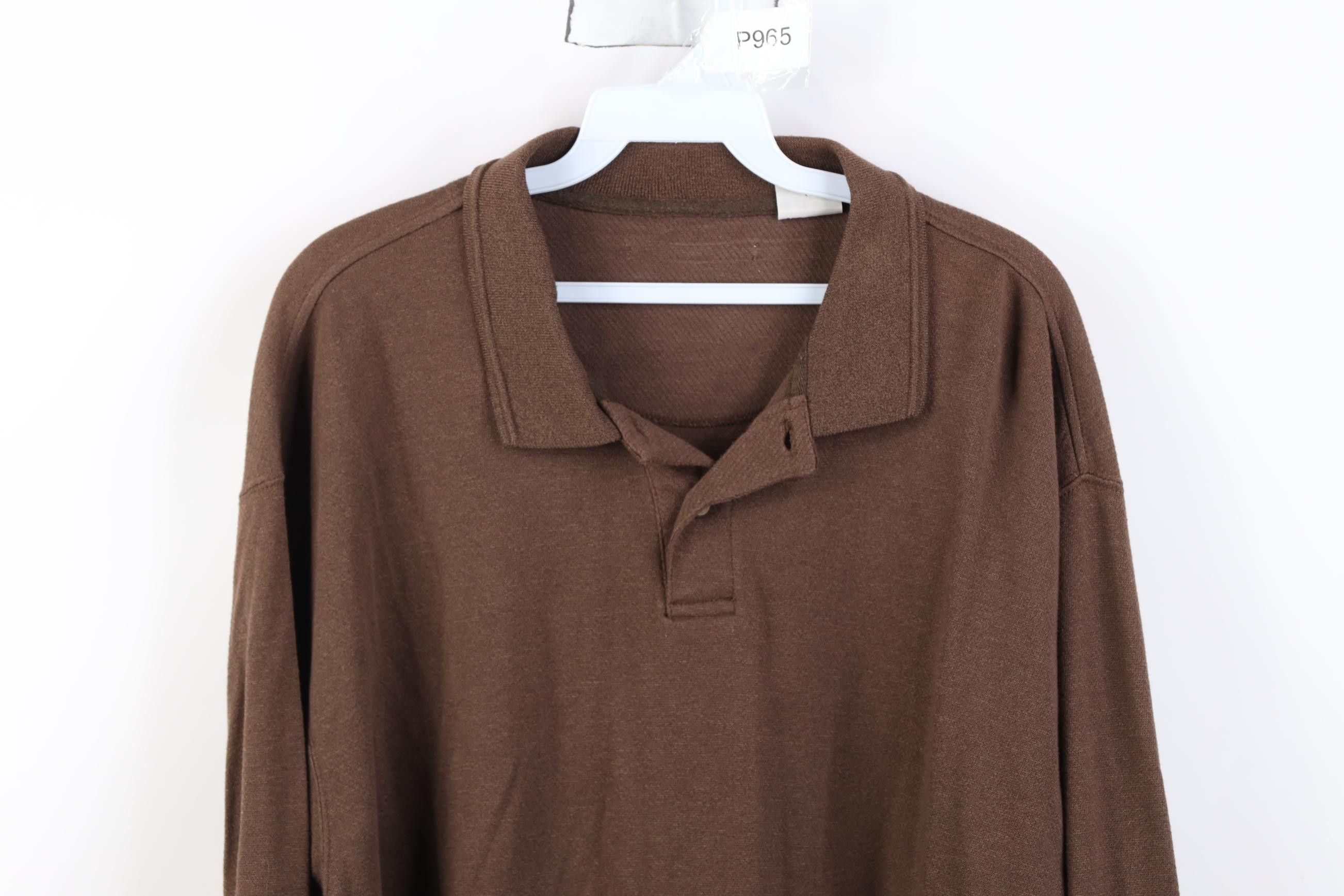Vintage Vintage 90s Streetwear Collared Long Sleeve Rugby Polo Brown Size US XXL / EU 58 / 5 - 2 Thumbnail