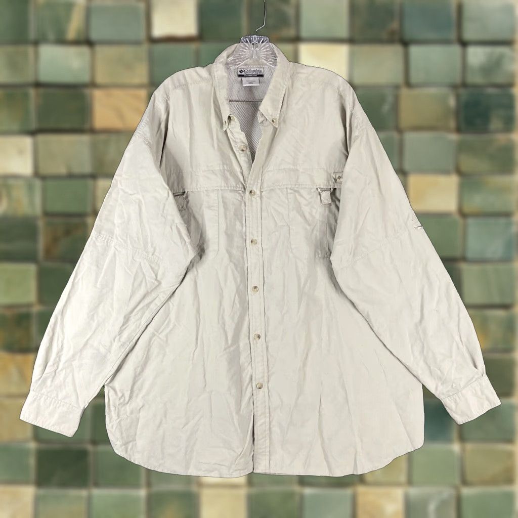 Vintage COLUMBIA UPF 30+ Outdoor Button-Up Shirt Men's 2XL Long Sleeve Beige Size US XXL / EU 58 / 5 - 1 Thumbnail