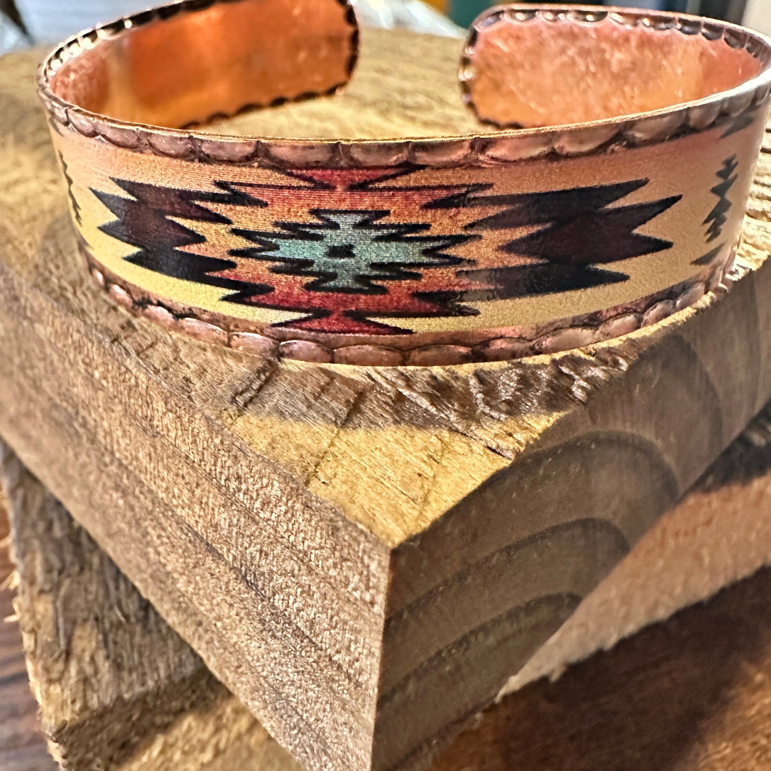Other Handmade Boho Native American Aztek Copper Narrow Cuff Brace Size ONE SIZE - 3 Thumbnail