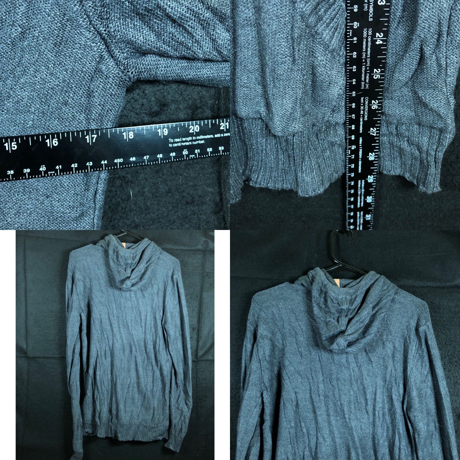 Vintage Kolby Mens Sweater Hooded Pullover Dark Gray Front Pocket Medium Size US M / EU 48-50 / 2 - 8 Thumbnail