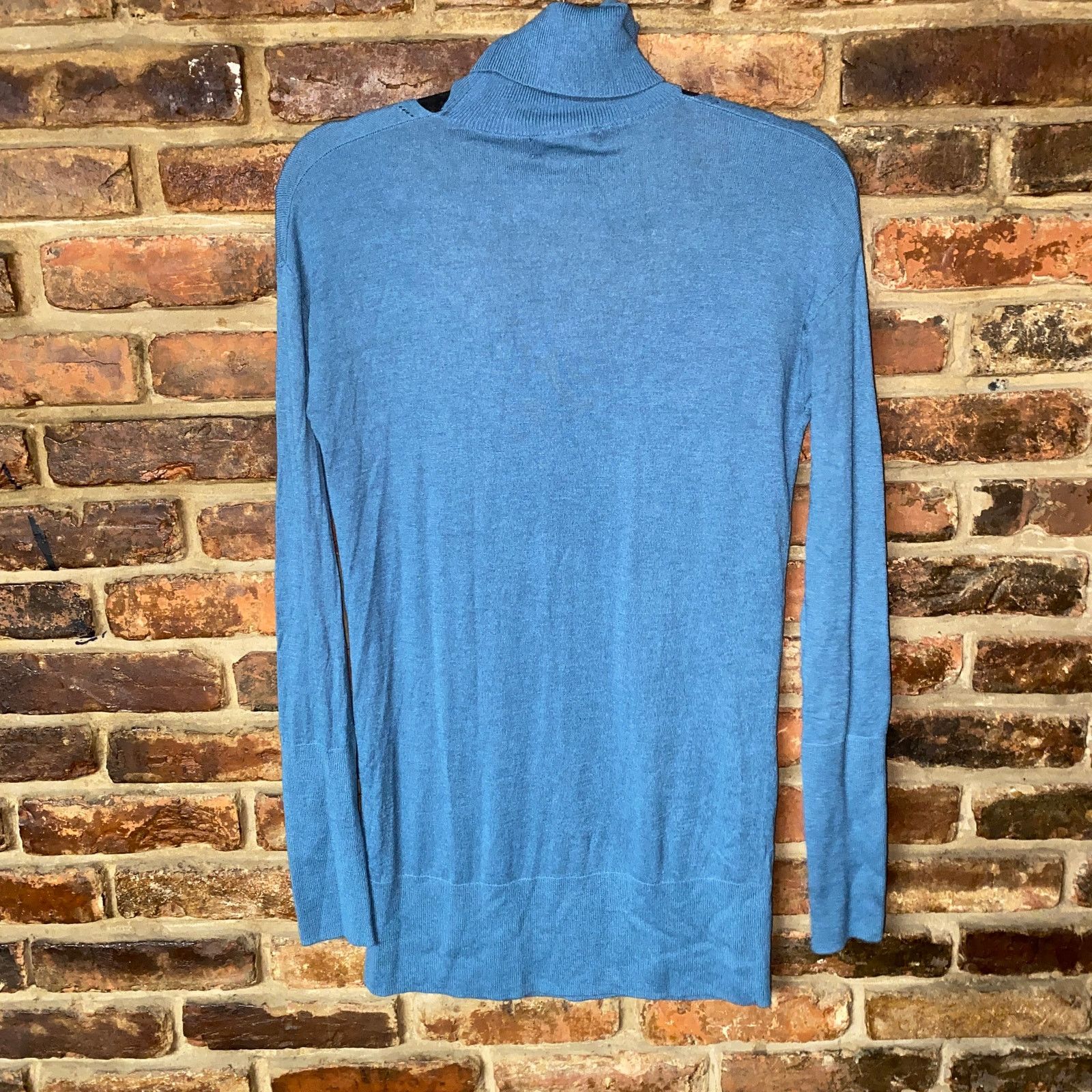 Other Trouve Blue Turtleneck Choker Keyhole Lightweight Sweater XS Size XS / US 0-2 / IT 36-38 - 7 Thumbnail