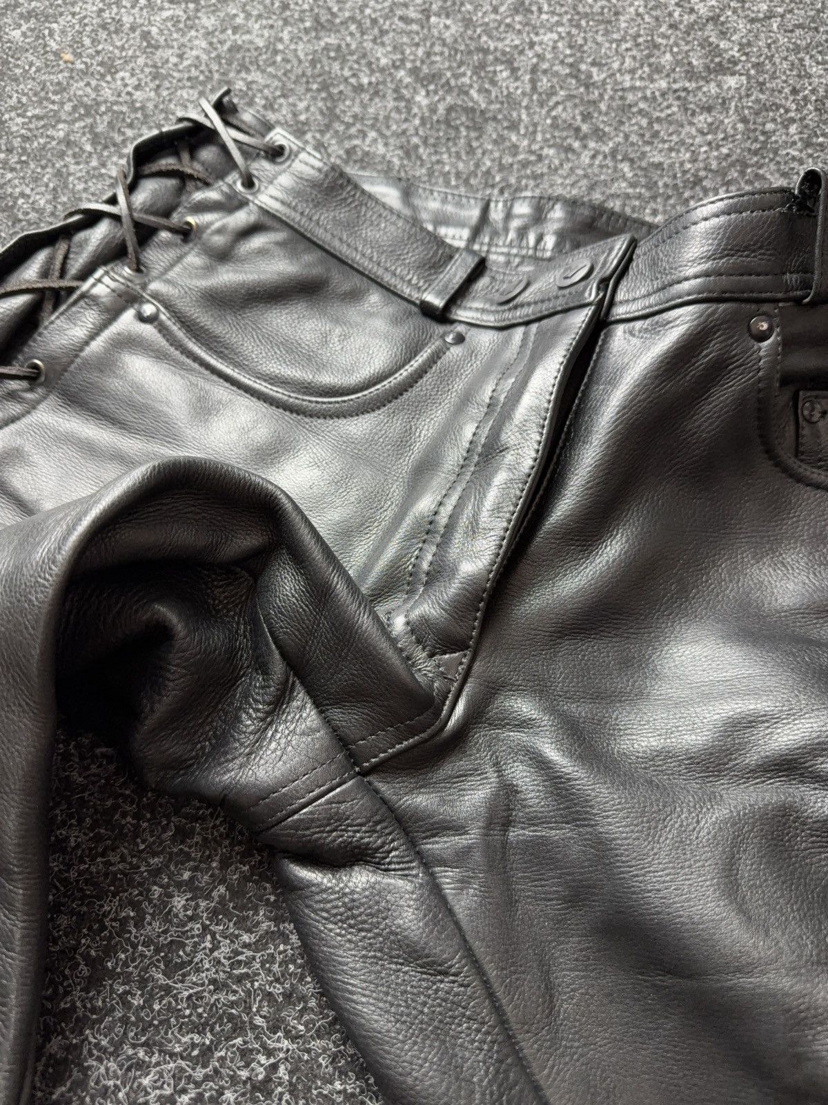 Genuine Leather Leather Rock Punk Biker MOTO Pants Lace Up Goth Moto Black Size US 32 / EU 48 - 14 Thumbnail