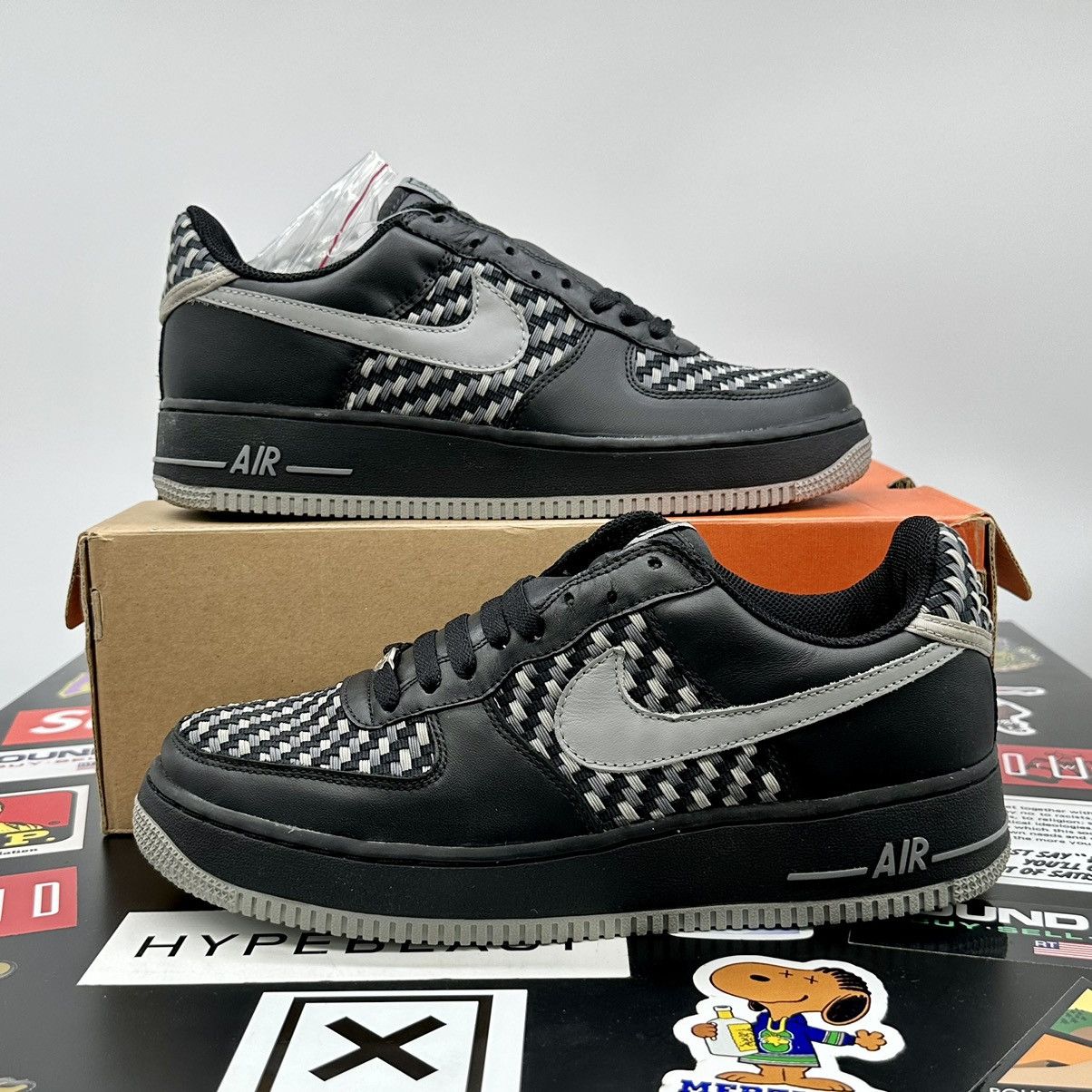image of Nike Air Force 1 Premium Woven Grey Shoes in Black Grey, Men's (Size 9)