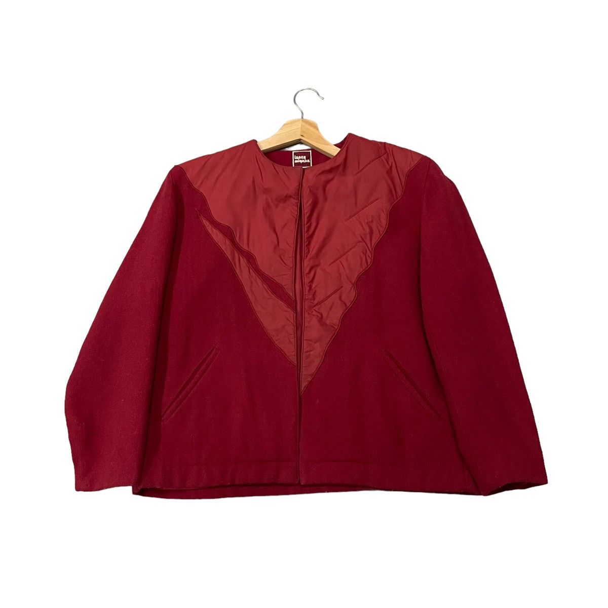 Issey Miyake Vintage 80’s Issey Miyake Wool Buttonless Jacket Size L / US 10 / IT 46 - 1 Thumbnail