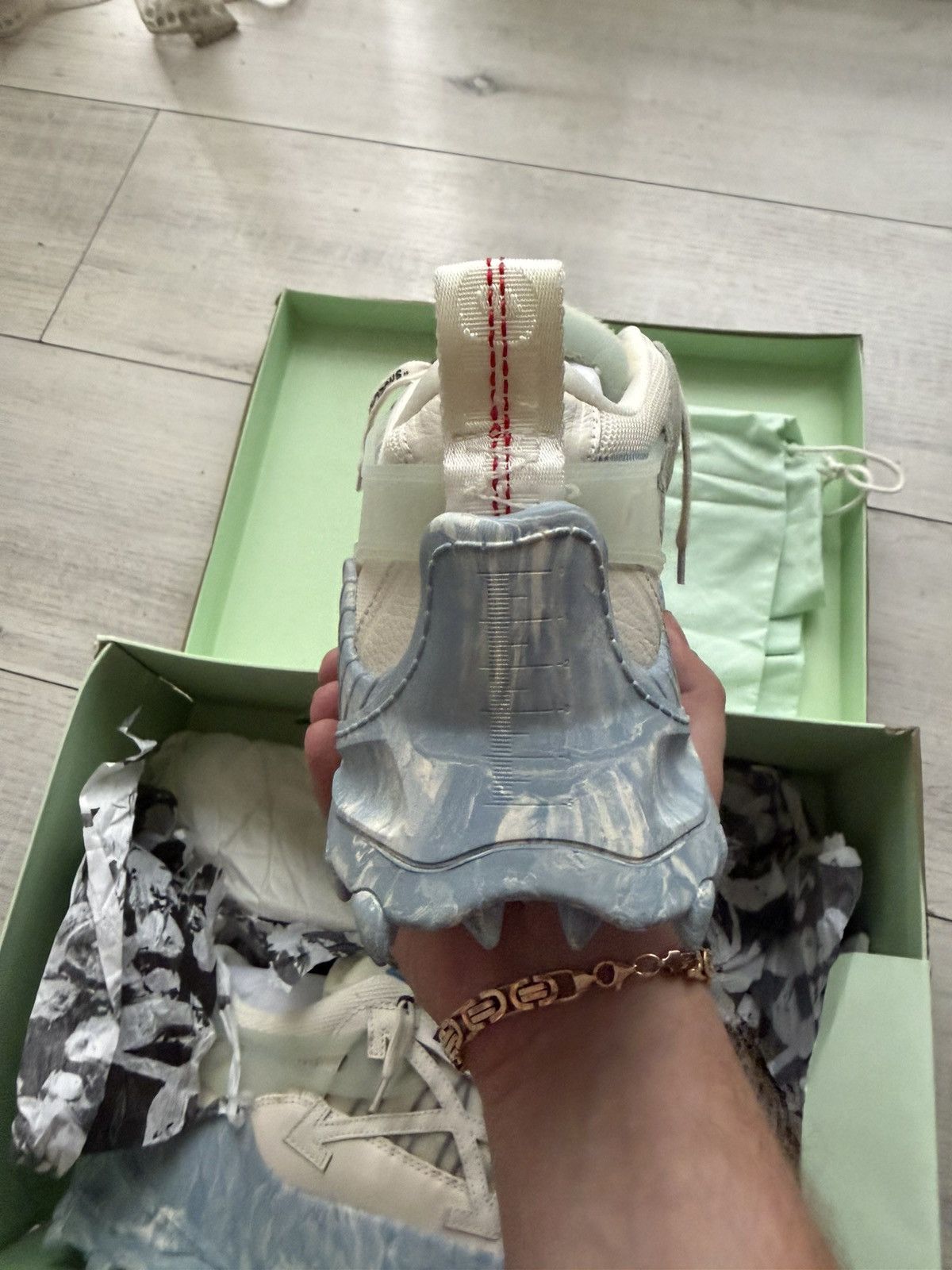 Off-White Off White Odsy 1000 White Blue Size US 12 / EU 45 - 4 Thumbnail