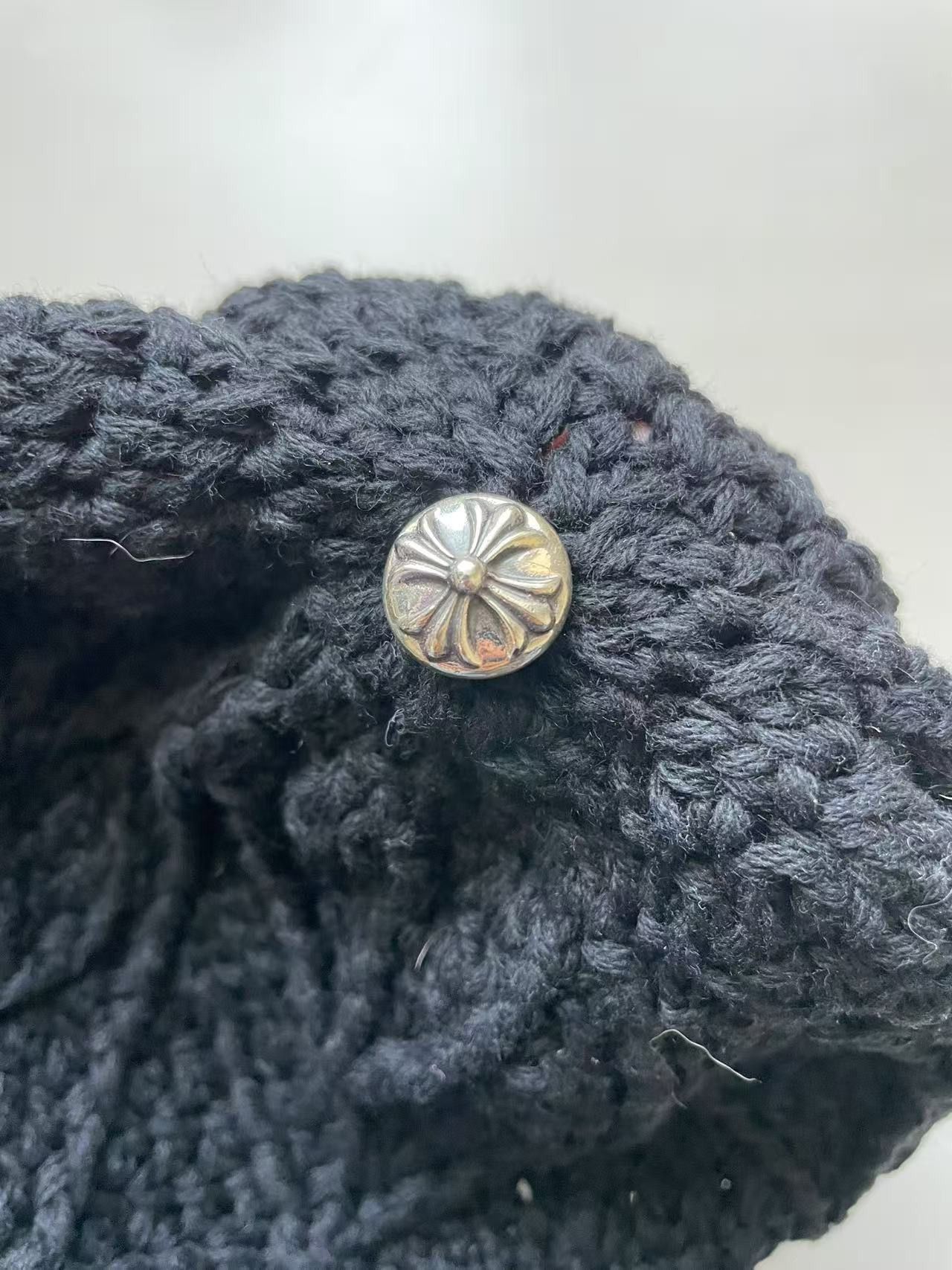Chrome Hearts Chrome Hearts Cashmere Cross Leather Patch Black Beanie Size ONE SIZE - 4 Thumbnail
