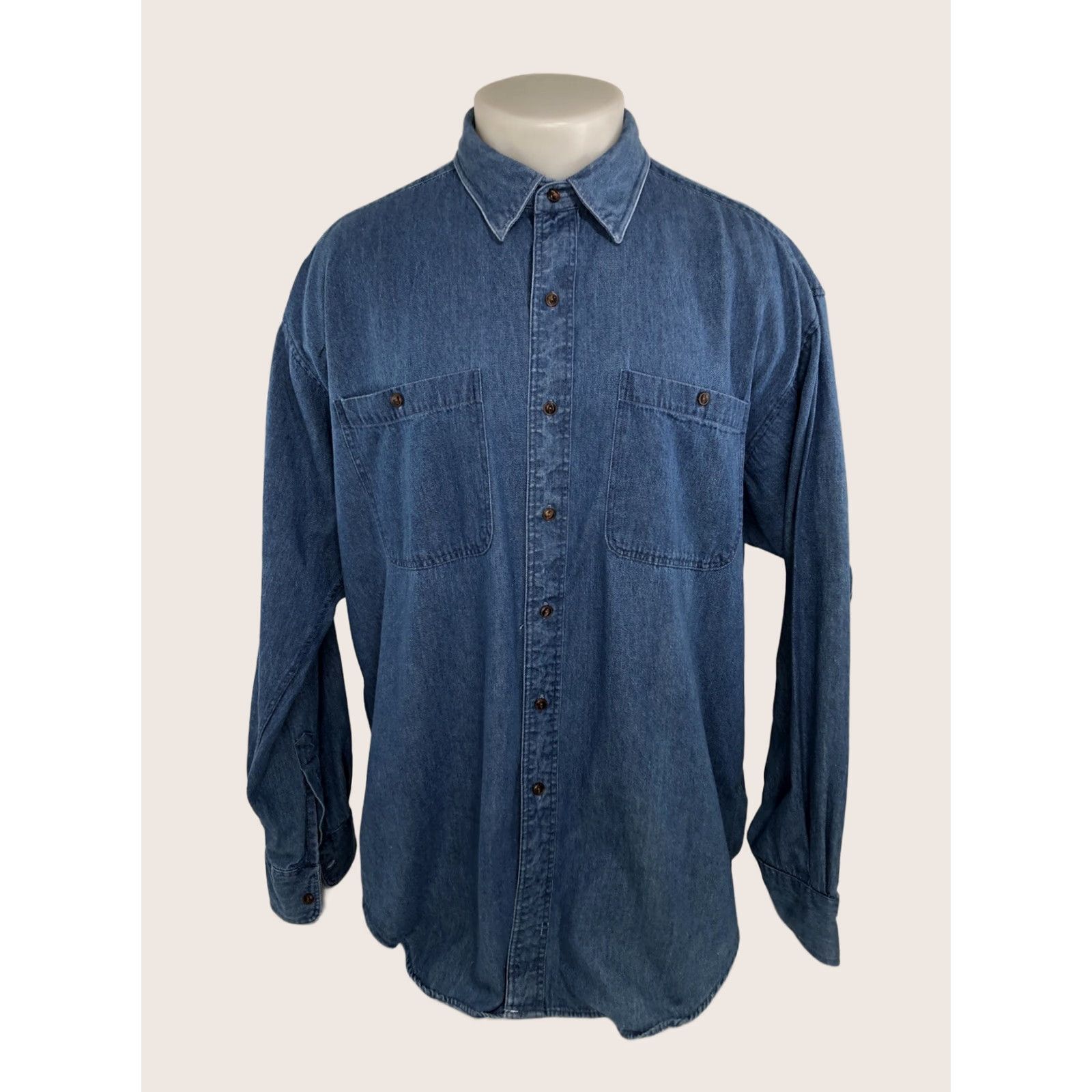 Ralph Lauren Chaps / Ralph Lauren Country Cottons Denim Shirt 1990s Vintage Blue 17.5 34/35 Long Sleeve Men's Shirt Boots style Size US XXL / EU 58 / 5 - 1 Thumbnail