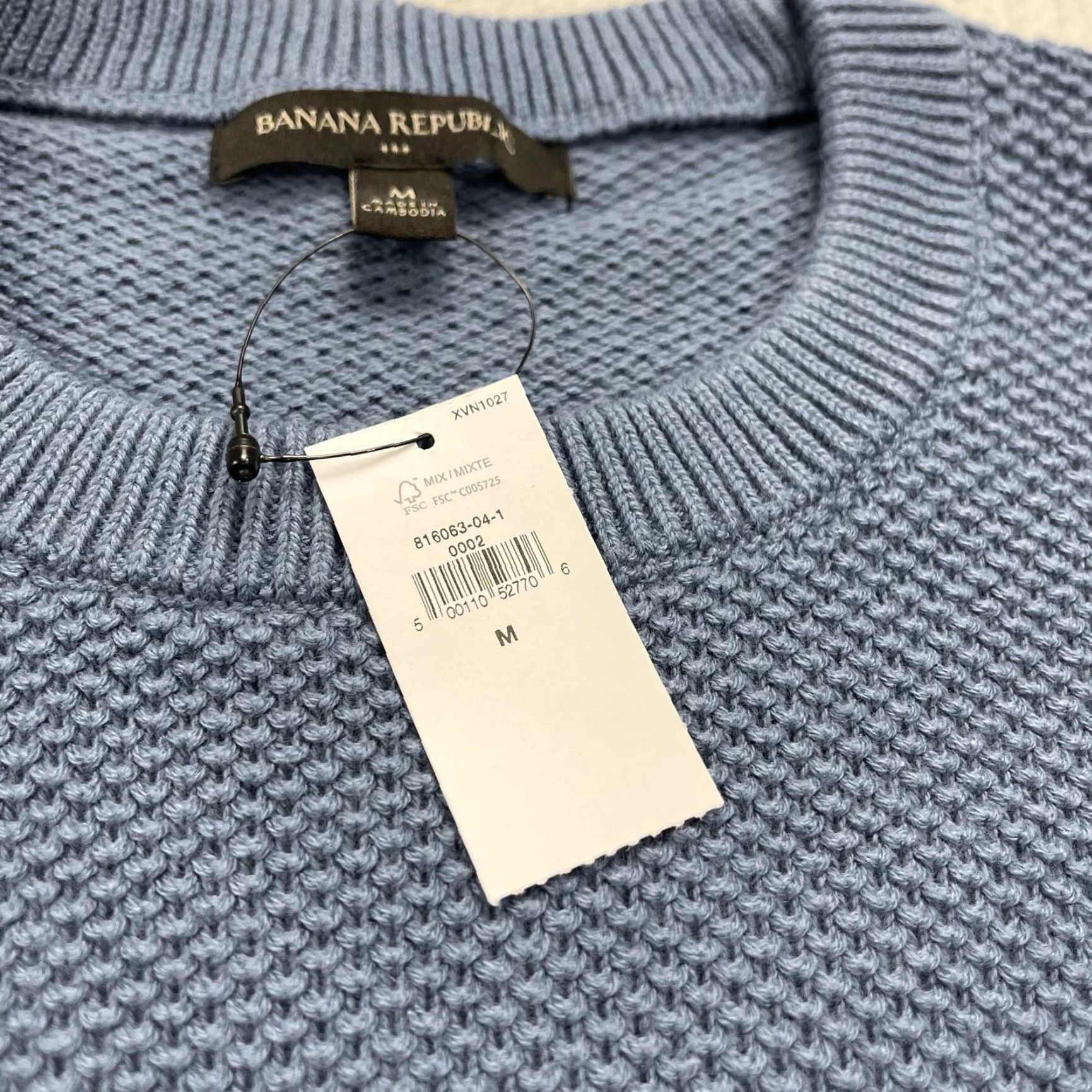 Banana Republic Banana Republic Sweater Mens Medium Blue Waffle-Knit Crewneck Pullover NWT Size US M / EU 48-50 / 2 - 3 Thumbnail