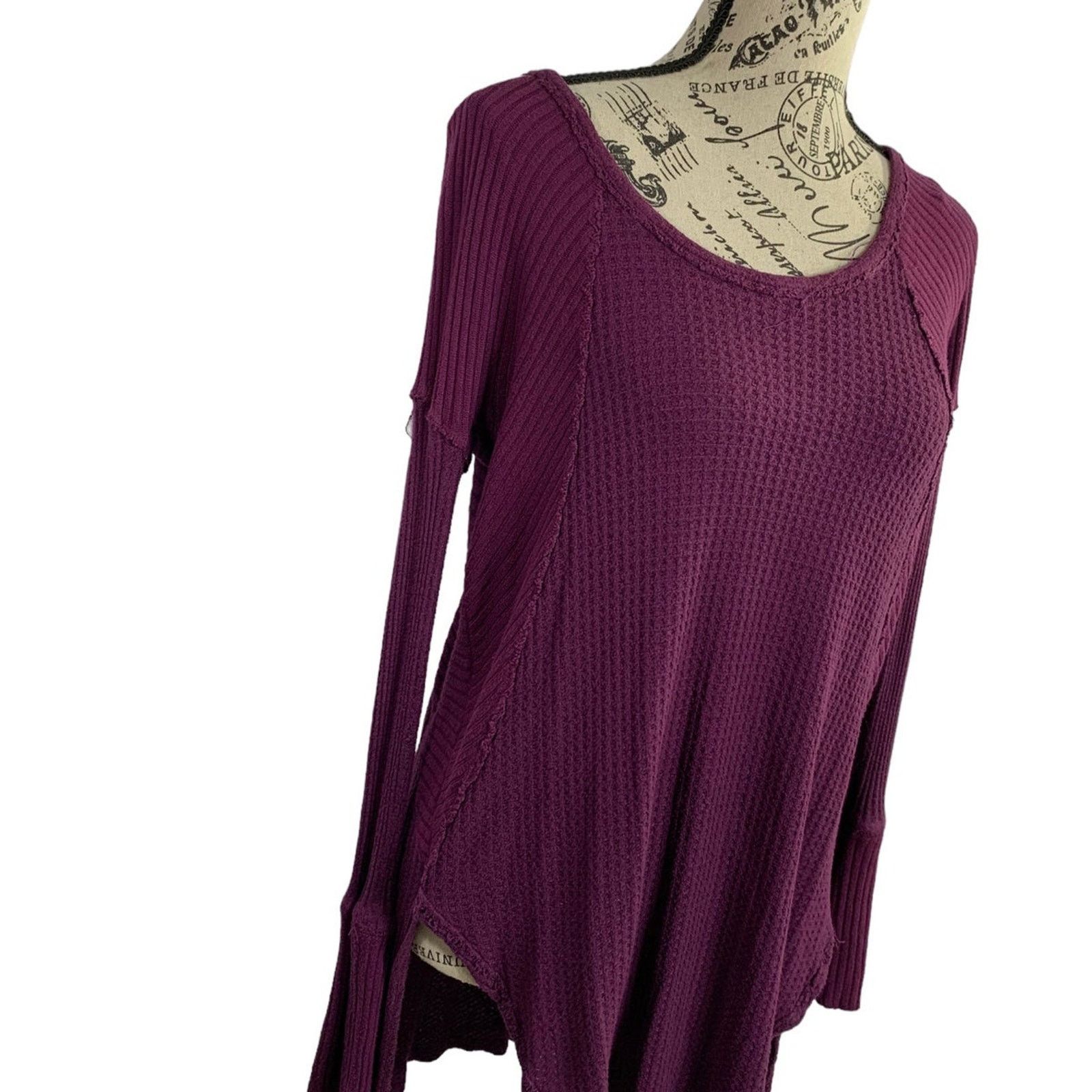 Free People Free People Women’s Small Top Thermal Purple Long Sleeves Size S / US 4 / IT 40 - 3 Thumbnail