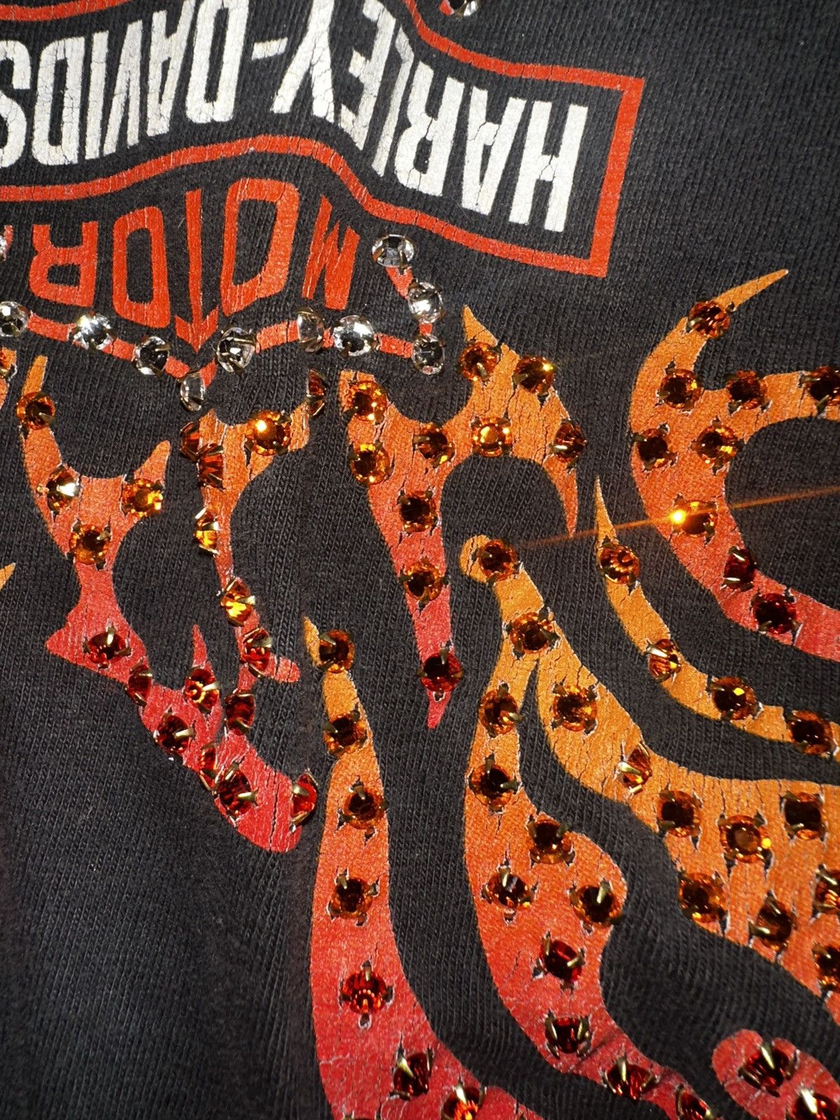 Vintage Harley-Davidson Flames Rhinestone Custom Tee – XL Size US XL / EU 56 / 4 - 7 Thumbnail