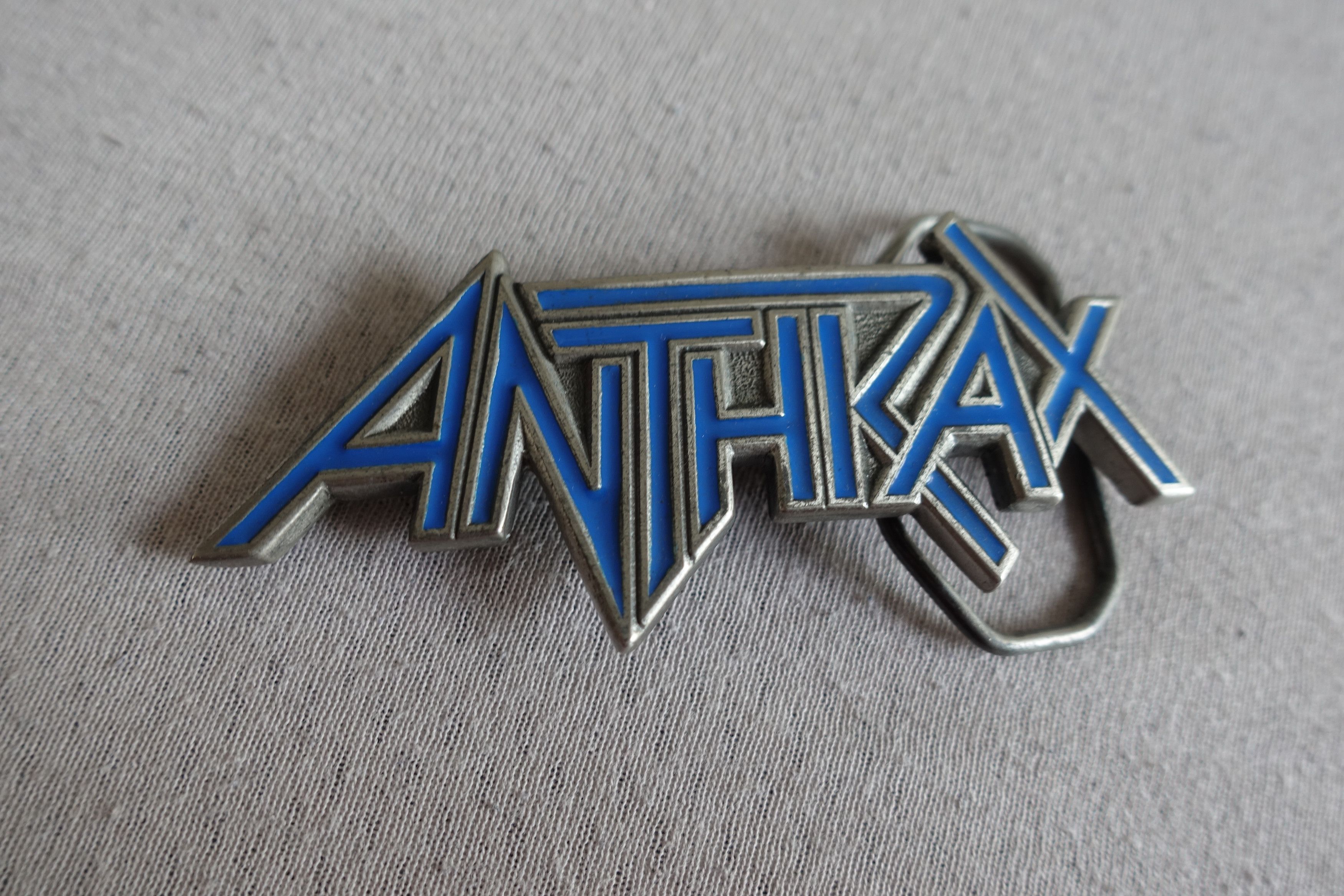 Band Tees Anthrax "Blue Logo" belt buckle '90s Brockum Size ONE SIZE - 1 Thumbnail
