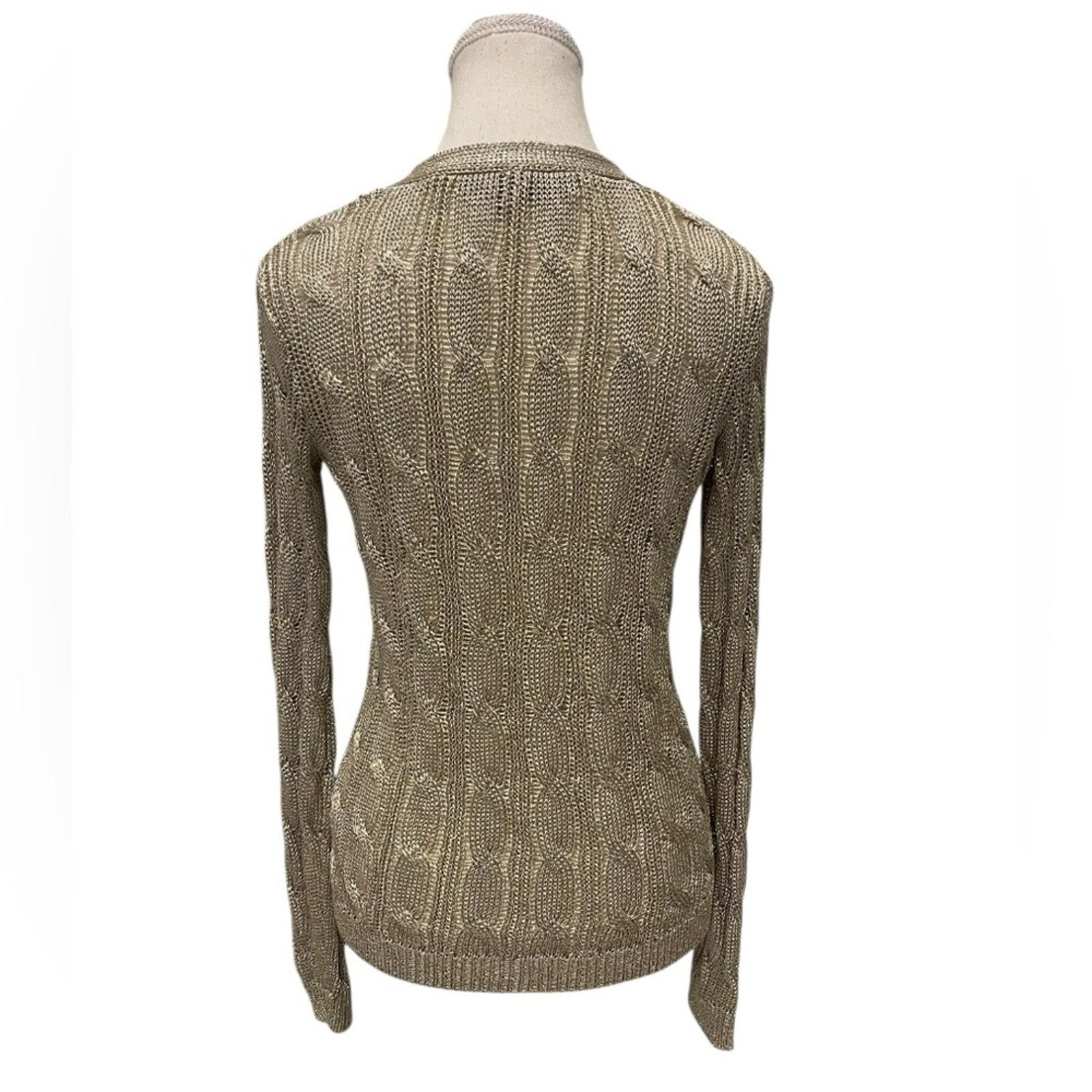 Ralph Lauren Ralph Lauren Black Label - Gold Metallic Knit Cardigan Sz S Size S / US 4 / IT 40 - 5 Thumbnail