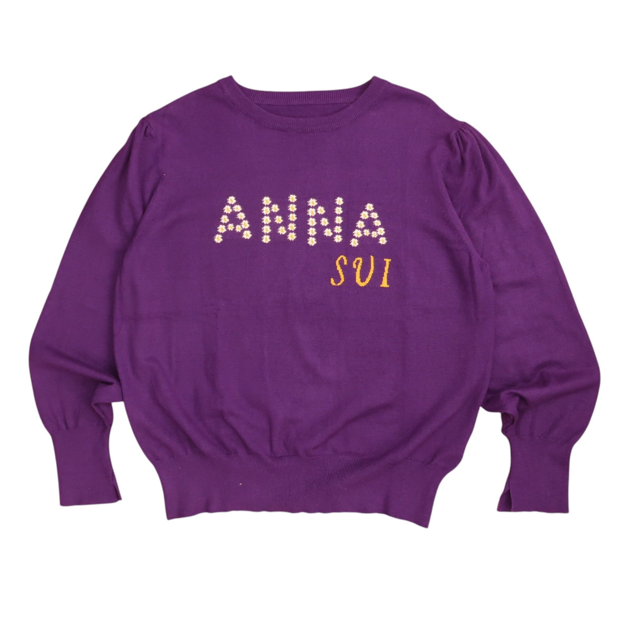 Japanese Brand 2000s Anna Sui Big Spell Out Fuzzy Knit Sweater Size US M / EU 48-50 / 2 - 1 Thumbnail