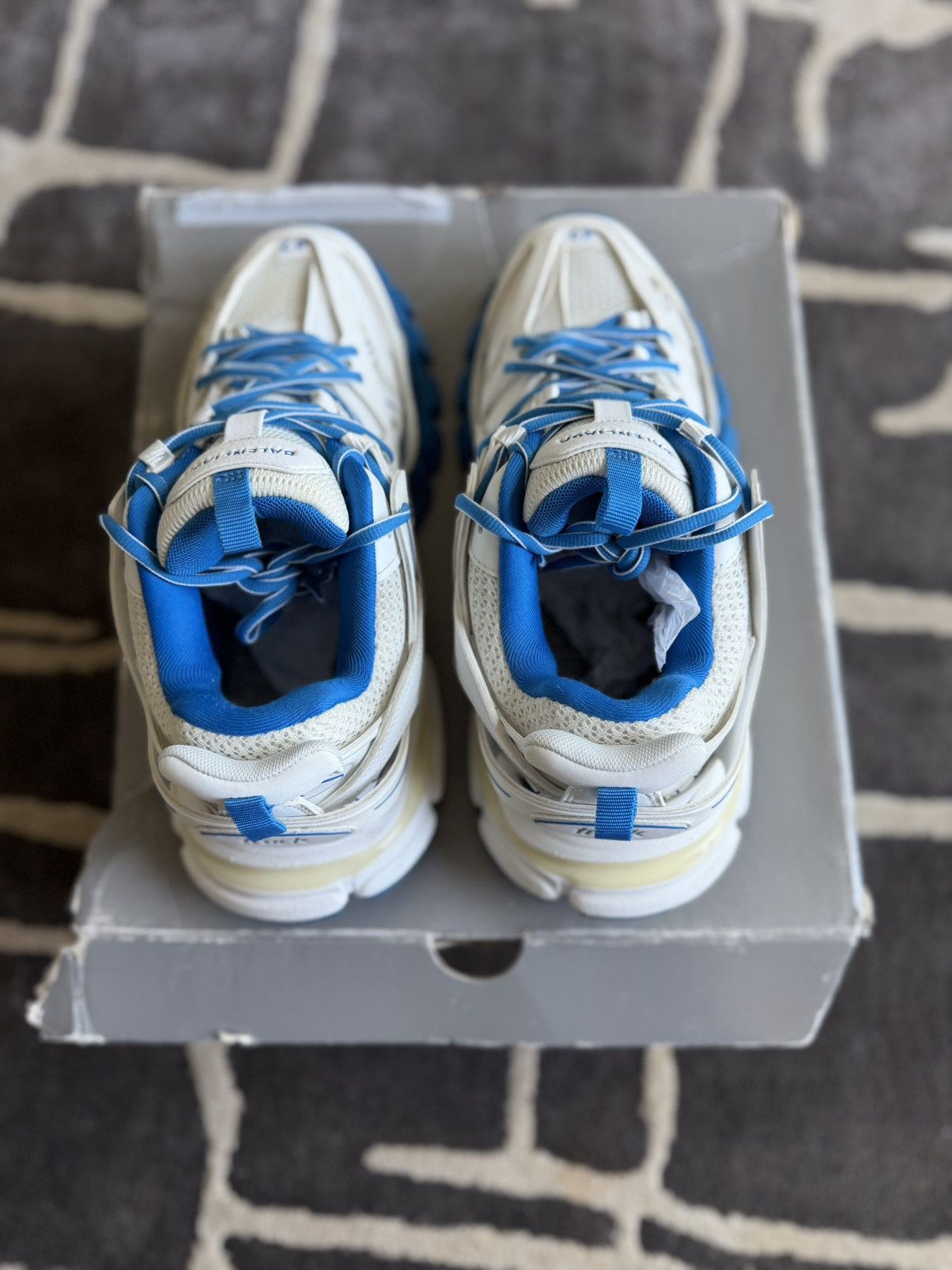 Size 42 (9M) - Balenciaga Track White Blue Sneakers