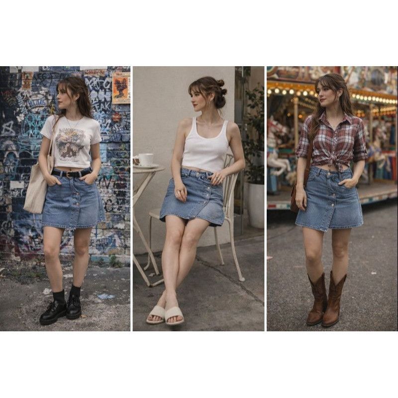 Free People NWT Free People Women’s Denim Mini Skirt 31 Asymmetrical Y2K Size 31" - 2 Thumbnail
