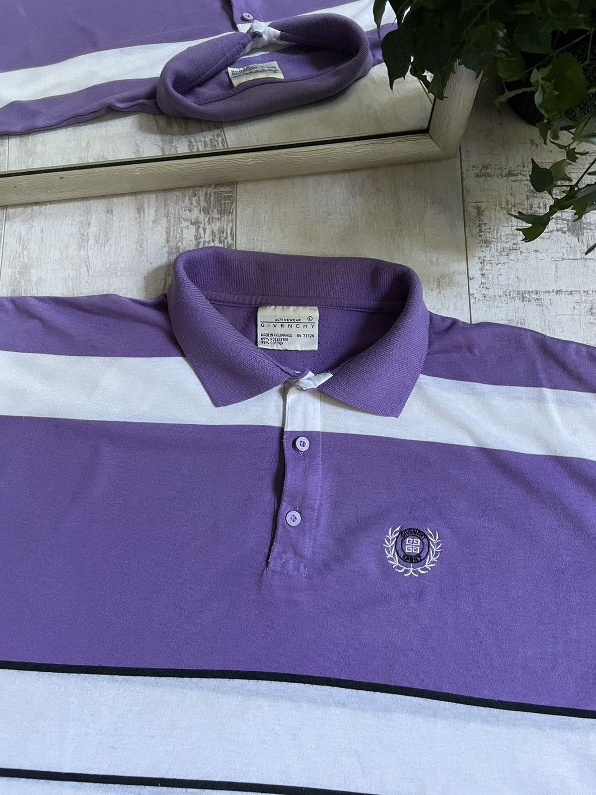 Givenchy Vintage 90’s Givenchy Sport Polos T-Shirt White/Purple RARE Size US L / EU 52-54 / 3 - 3 Thumbnail