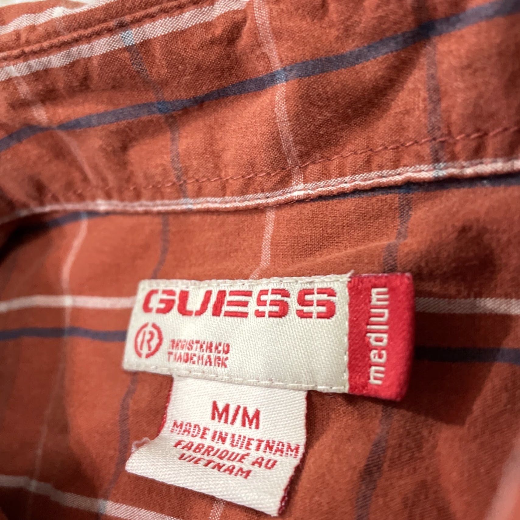 Guess VINTAGE GUESS Long Sleeve Shirt Men M Burnt Orange Western Plaid Streetwear Outdoor Size US M / EU 48-50 / 2 - 6 Thumbnail