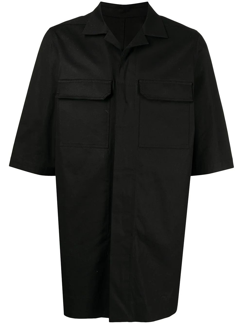 image of Rick Owens Os11X0224 Magnum Crepe Short-Sleeve Shirt In Black, Men's (Size Large)