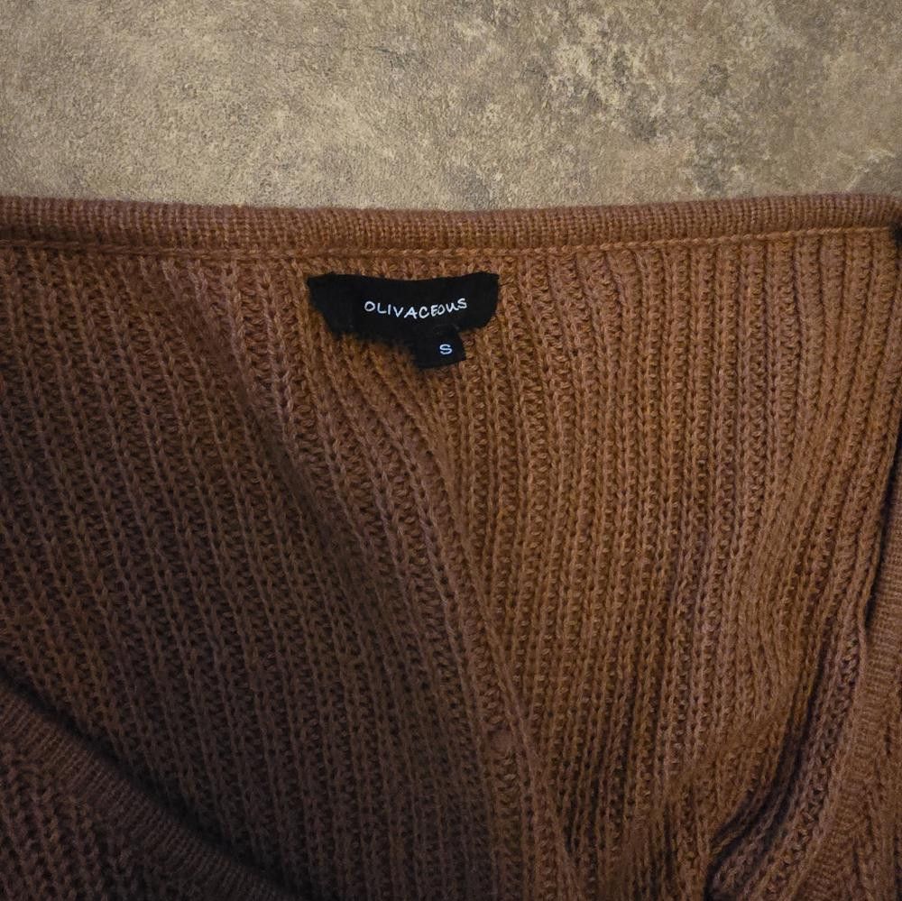 Designer Burnt Orange Olivaceous Oversized Sweater Vneck Size S / US 4 / IT 40 - 3 Thumbnail